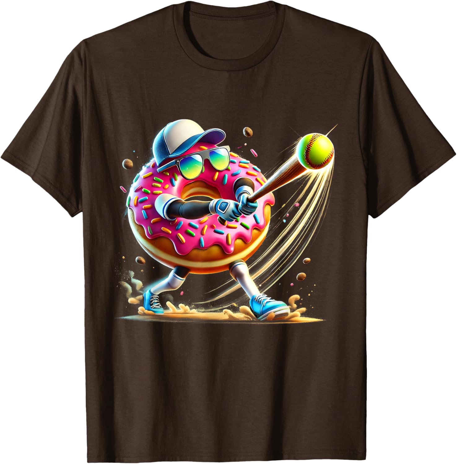 Donut Lover Softball Player T-Shirt Fun Sports Tee for All Ages - 14