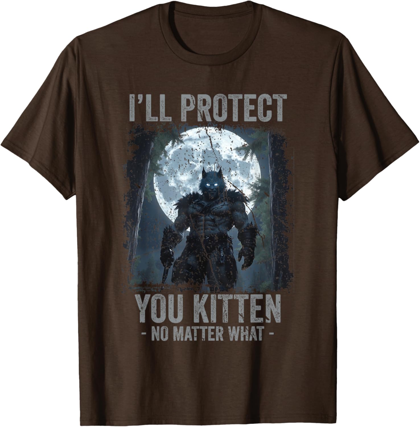 Funny Alpha Wolf Meme T-Shirt I'll Protect You Kitten Cool Gift - 7