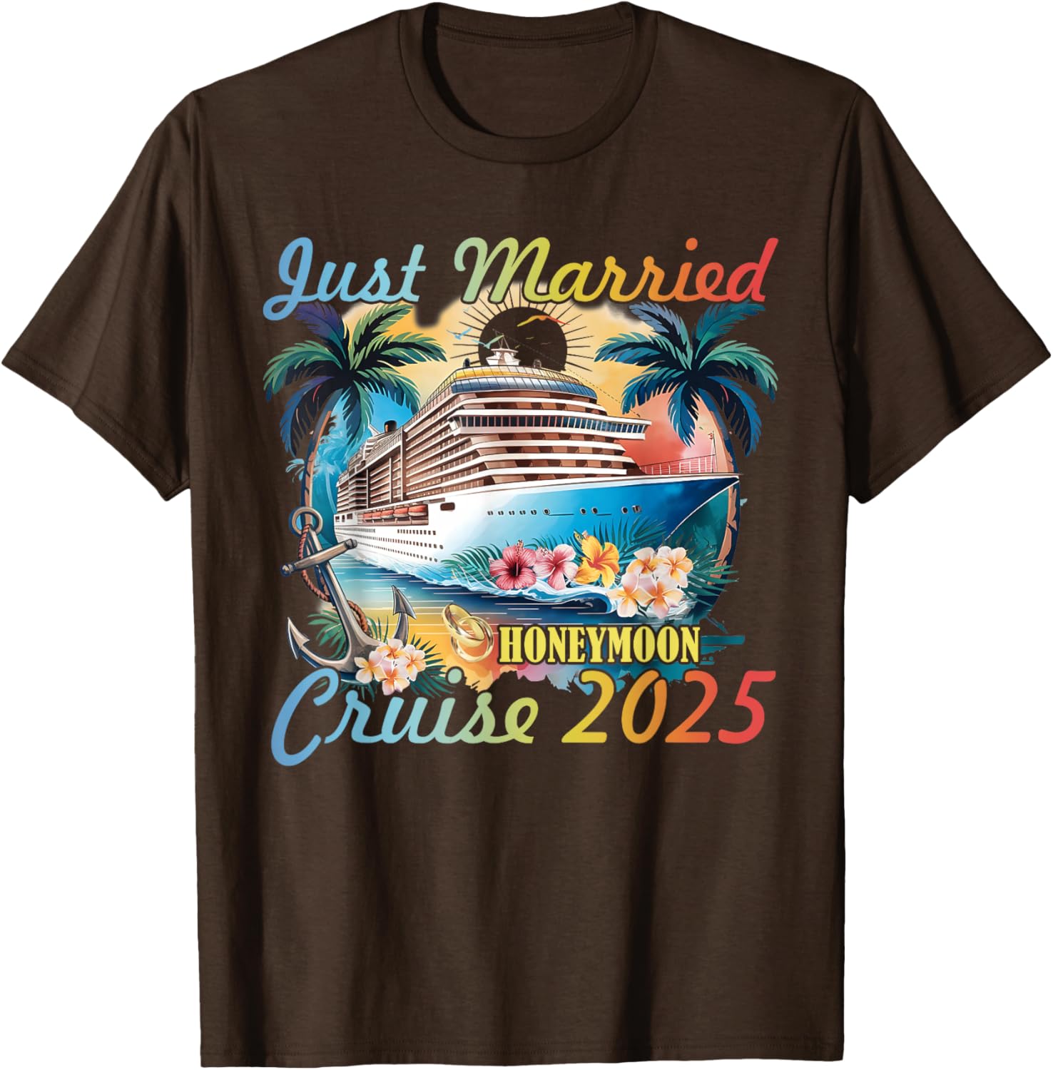 Just Married Honeymoon Cruise T-Shirt for Couples 2025 Adventure - 4