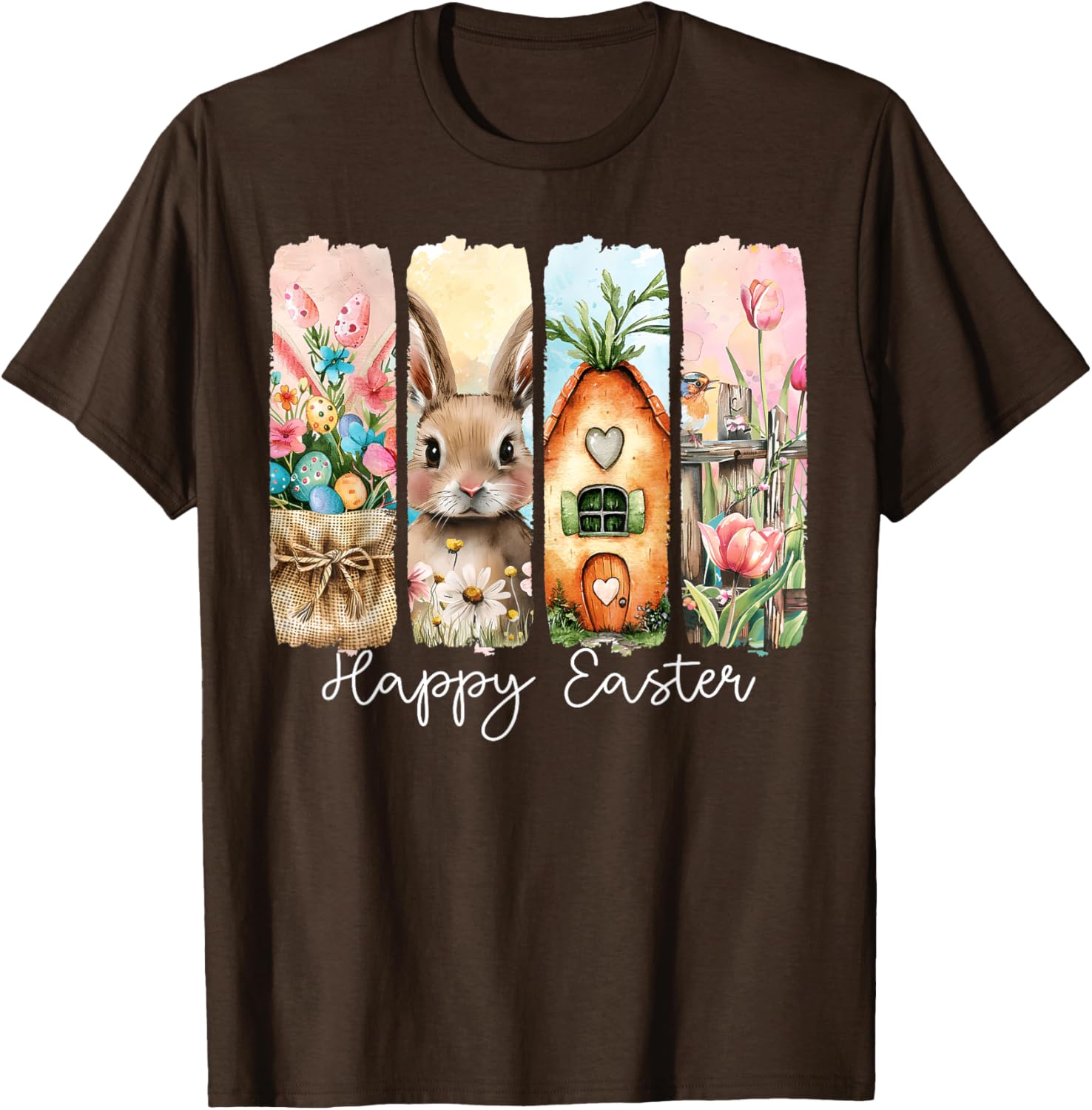 Happy Easter Bunny Chick Eggs Floral T-Shirt for Cute Spring Style - 7