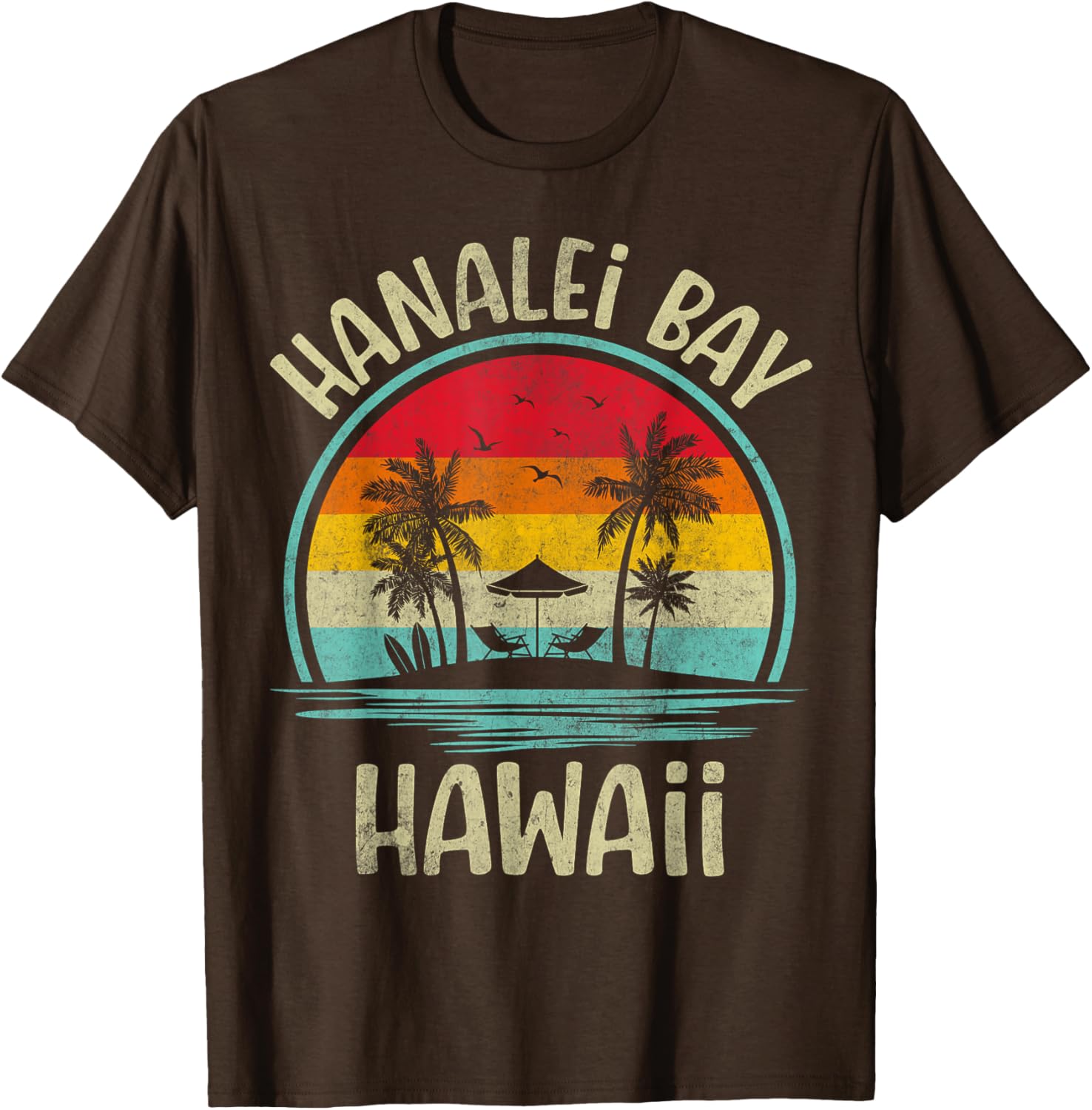 Hanalei Bay Beach Hawaii Palm Tree Family Summer Vacation T-Shirt - 3