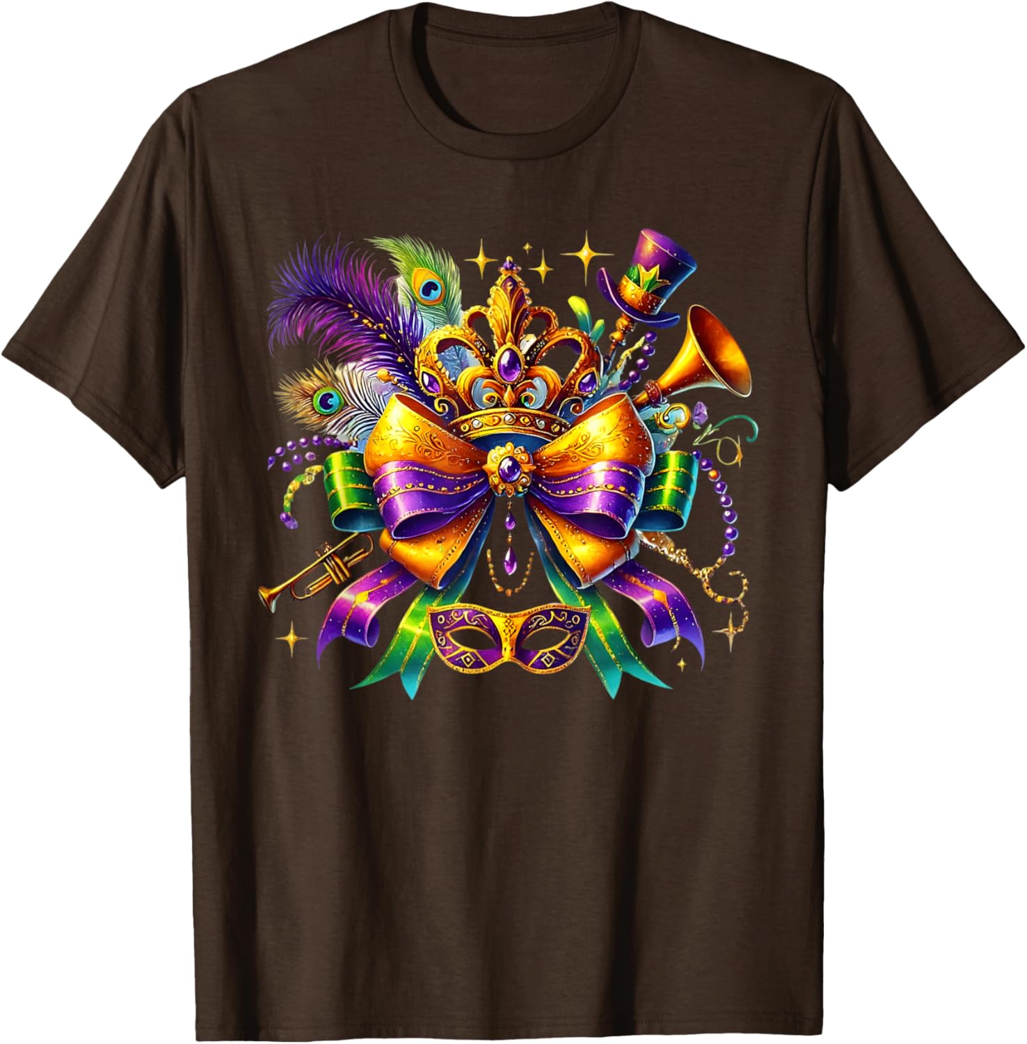 Mardi Gras Coquette Bow T-Shirt for Women and Girls - Festive Style - 6