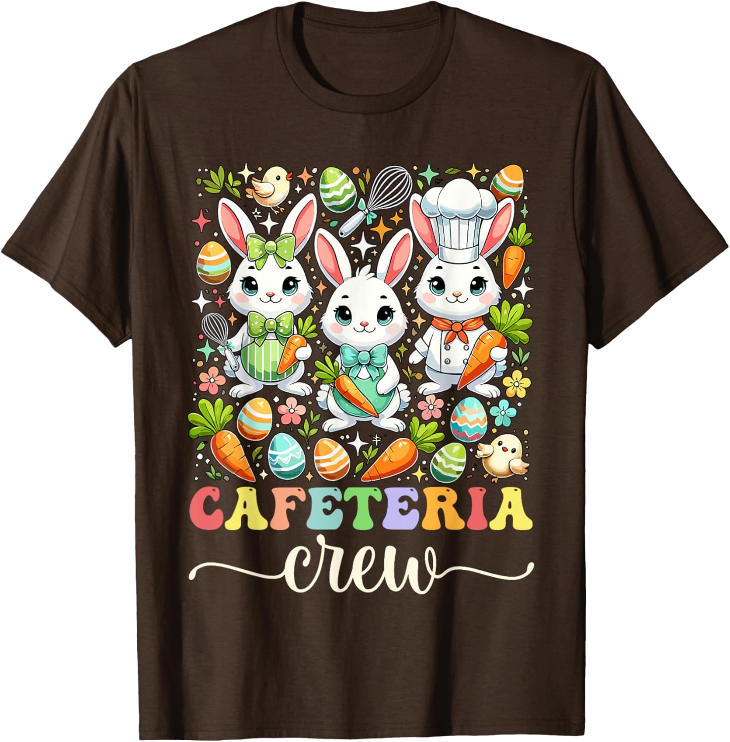 Groovy Cafeteria Crew Easter Bunny T-Shirt for School Workers - 6