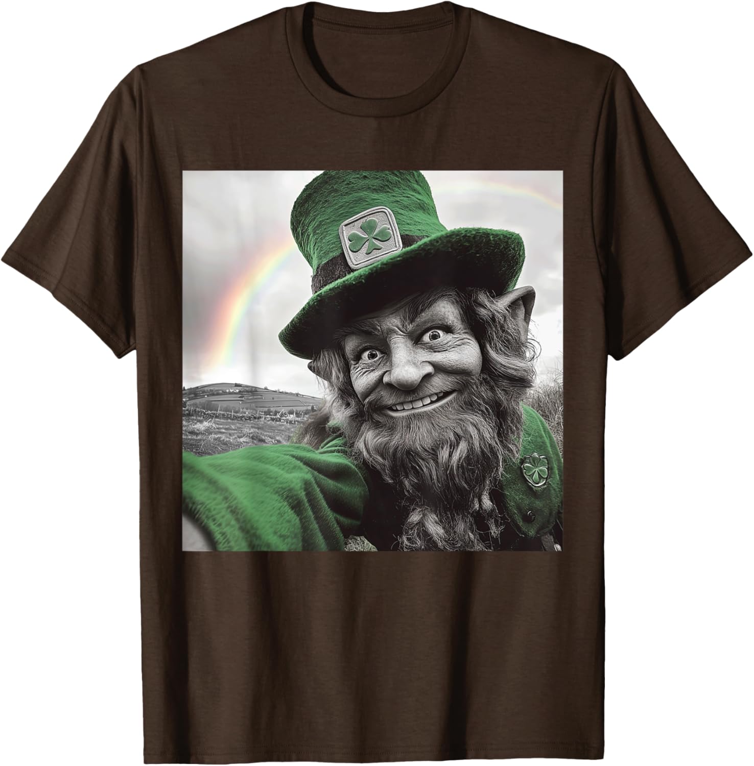 Funny St Patricks Day Rainbow Leprechaun Selfie T-Shirt for Festive Fun - 5