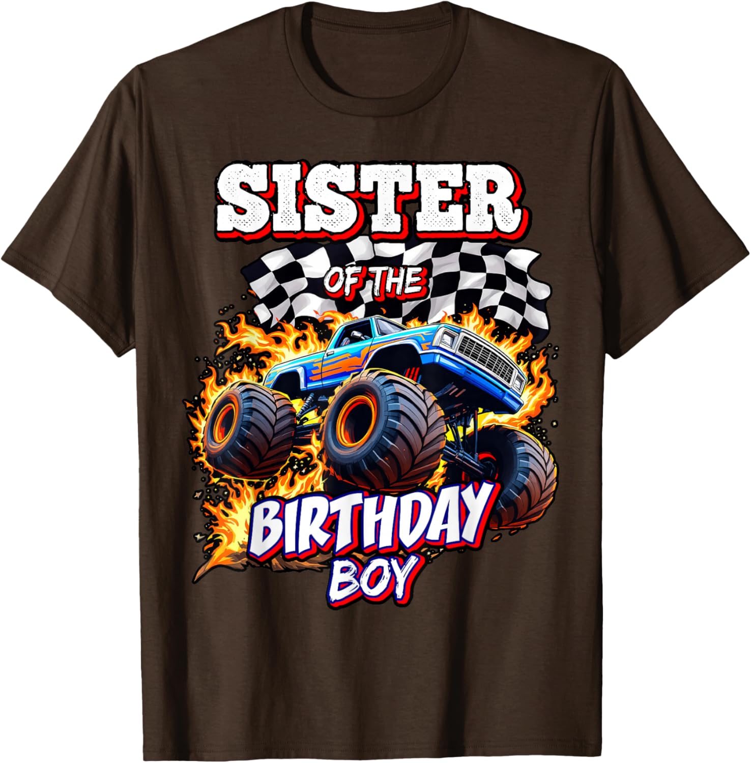 Sister of the Birthday Boy Monster Truck T-Shirt for Fun Celebrations - 2