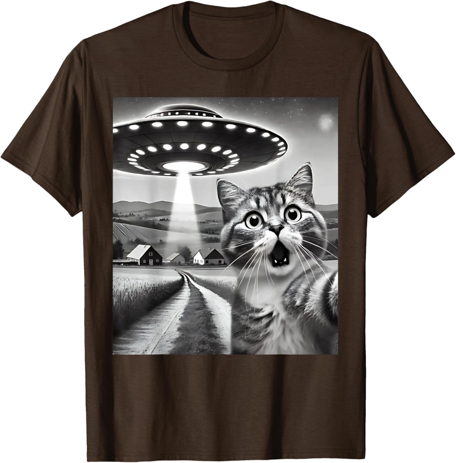 Funny Cat Selfie with Alien UFO T-Shirt for Men, Women, and Kids - 13