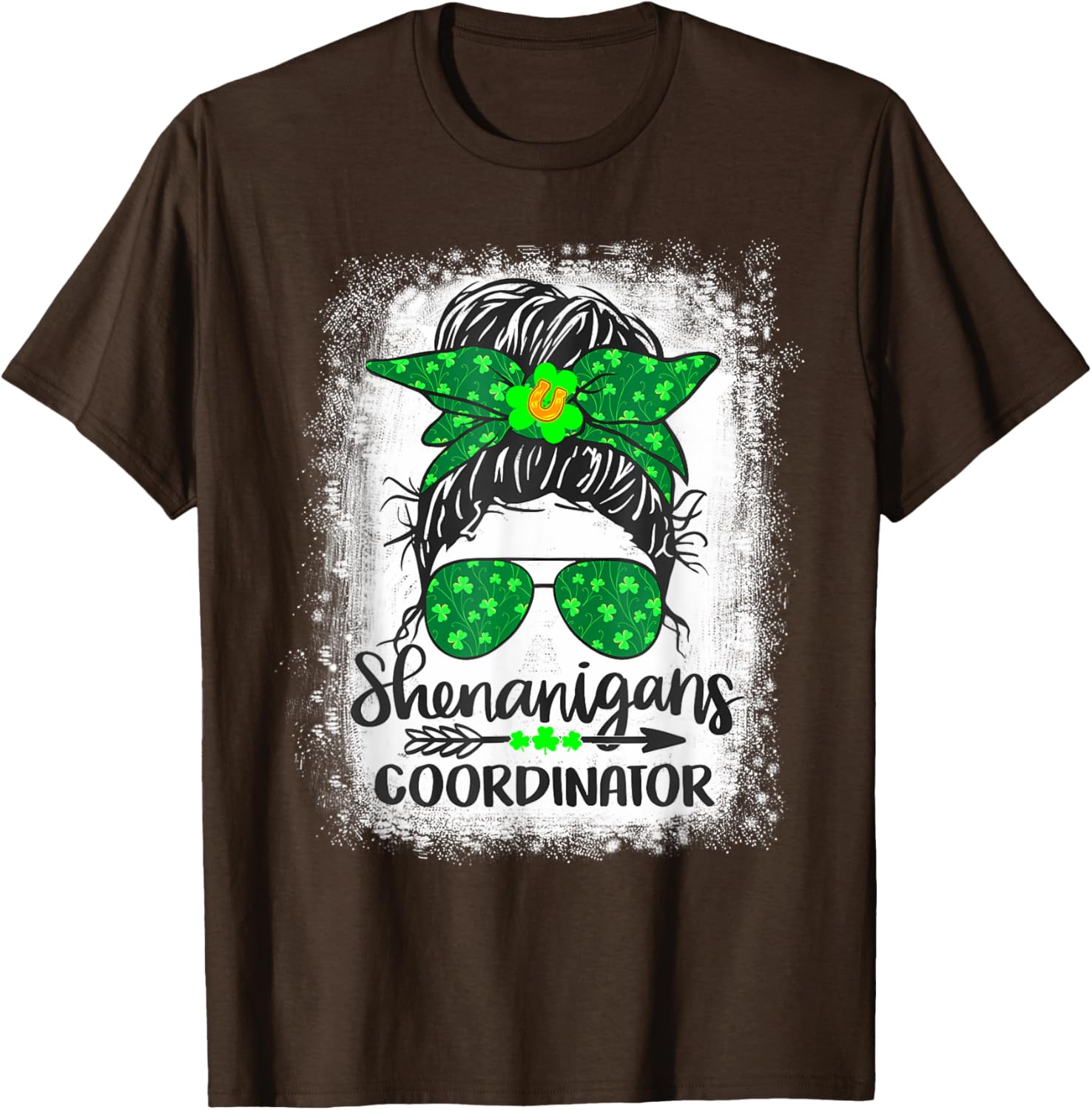 Shenanigans Coordinator Messy Bun St Patricks Day Women's T-Shirt - 6