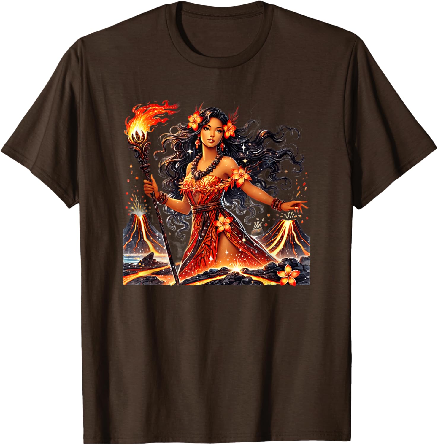 Hawaiian Goddess Pele Fire Transformation T-Shirt for Nature Lovers - 21