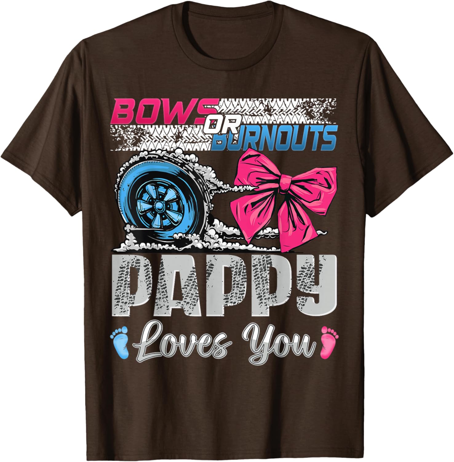 Burnouts or Bows Pappy Loves You Gender Reveal T-Shirt for Celebrations - 3