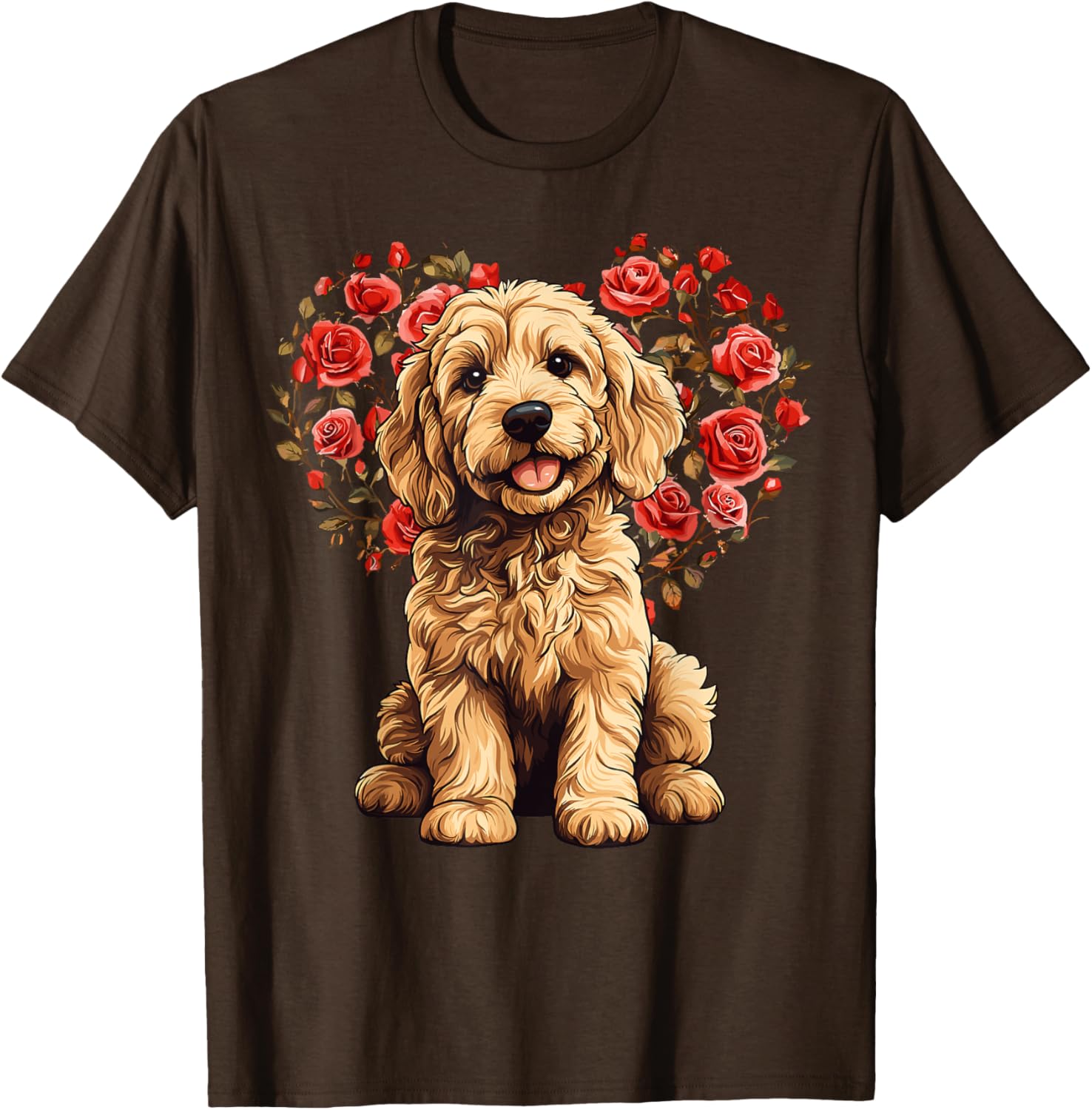 Goldendoodle Valentine’s Day Floral Heart T-Shirt for Dog Lovers - 4