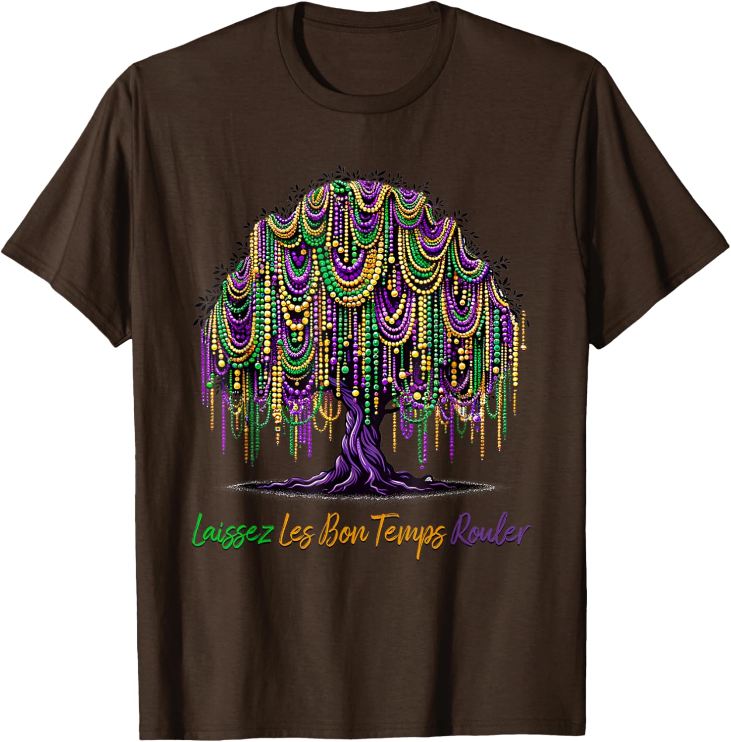Laissez Les Bon Temps Rouler Mardi Gras Tree Beads T-Shirt for Festive Fun - 2