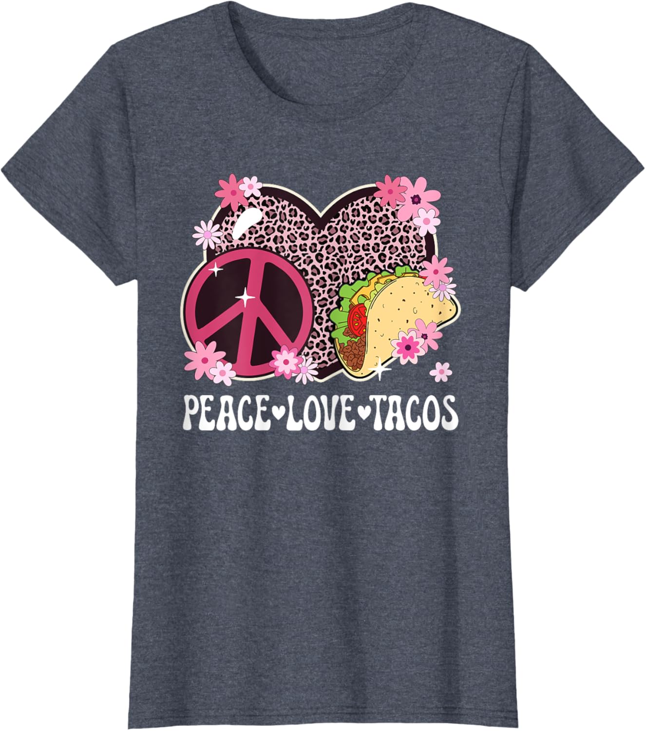 Peace Love Tacos Leopard Print Taco Tuesday T-Shirt for Women - 2