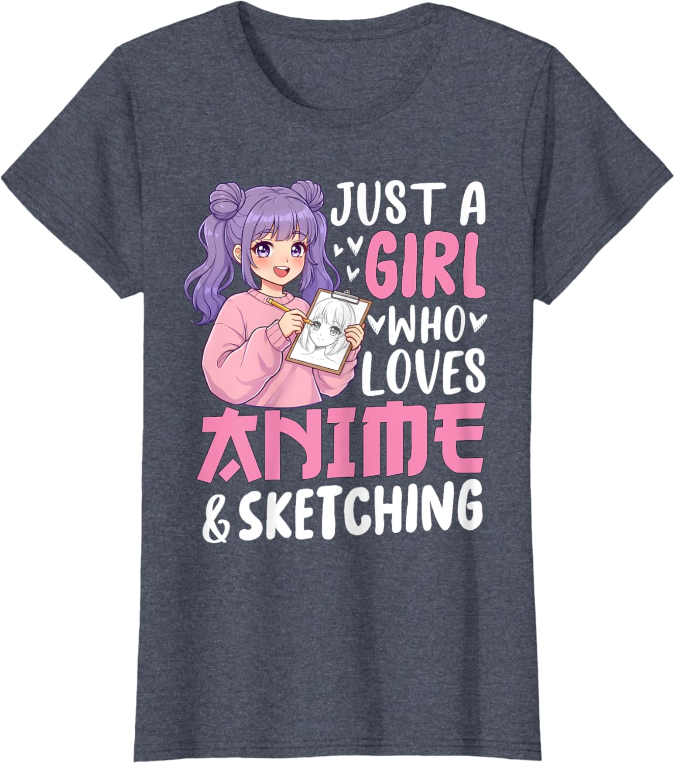 Cute Anime Lover Sketching T-Shirt for Girls - Perfect Gift Idea - 14