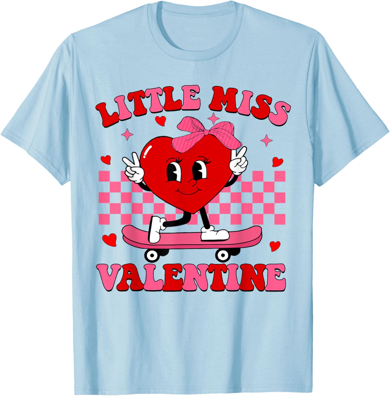 Little Miss Valentine Heart Skateboard T-Shirt for Fun-Loving Women - 1