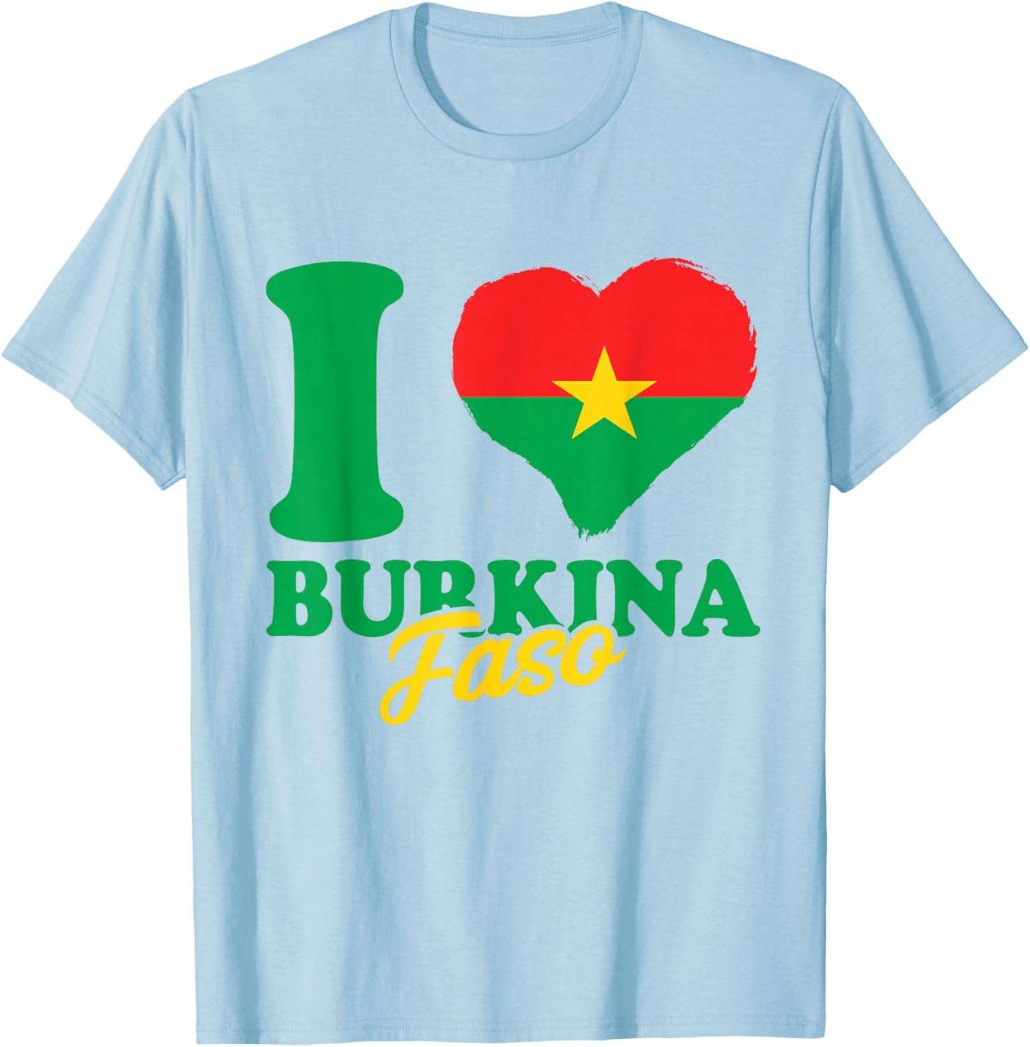 I Love Burkina Faso Heart T-Shirt with Burkina Faso Flag Design - 24