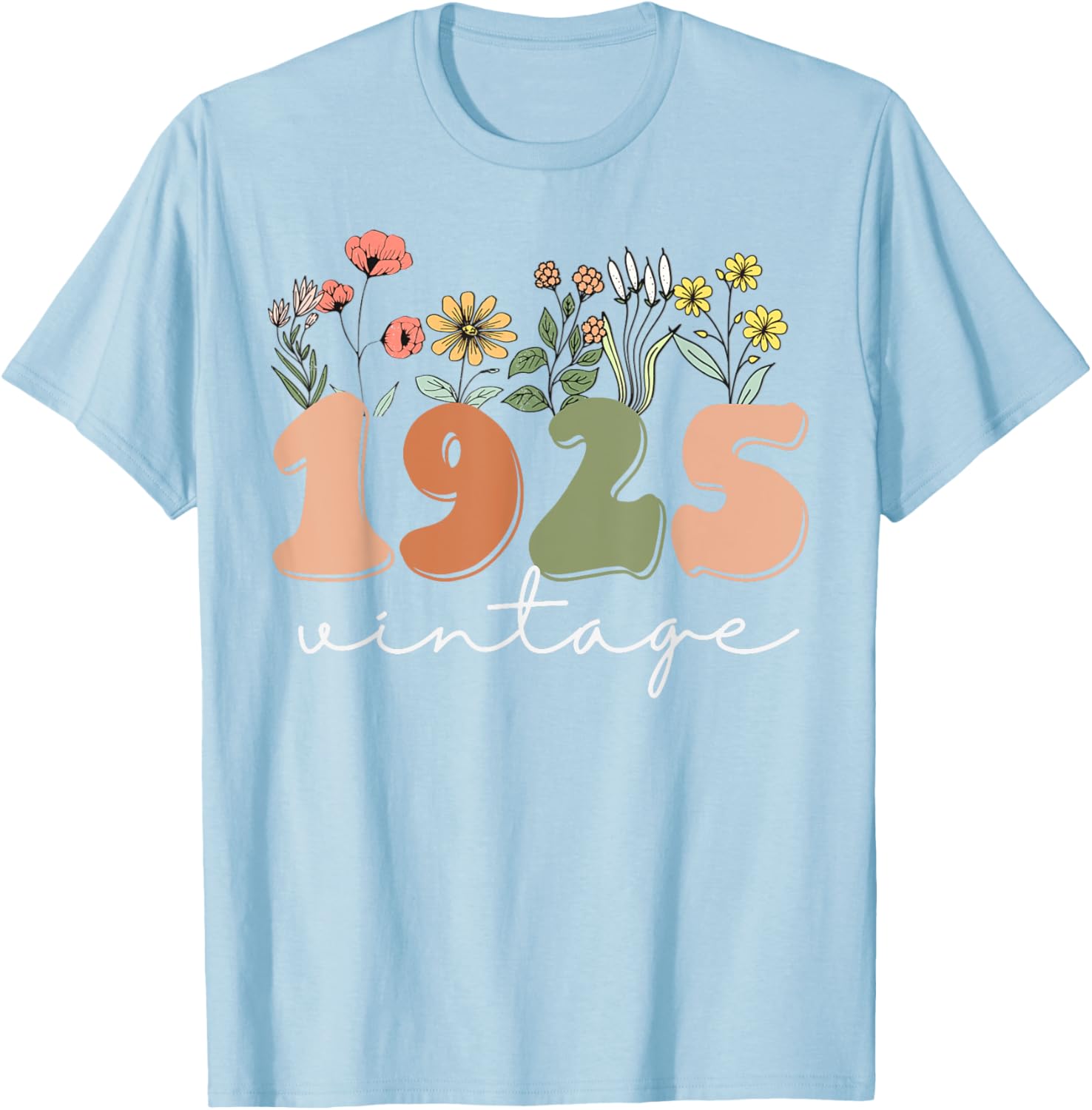 100 Years Old Vintage 1925 Wildflower Women's 100th Birthday T-Shirt - 6
