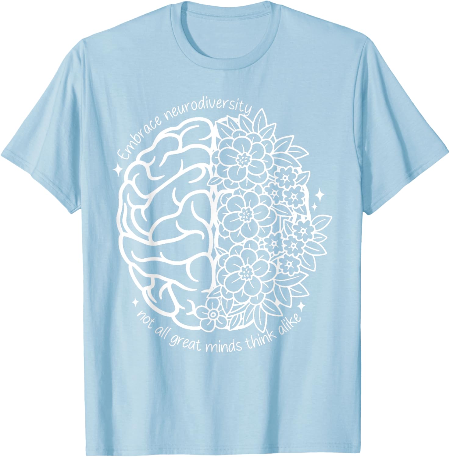 Embrace Neurodiversity Autism Awareness Brain Flower Support T-Shirt - 17