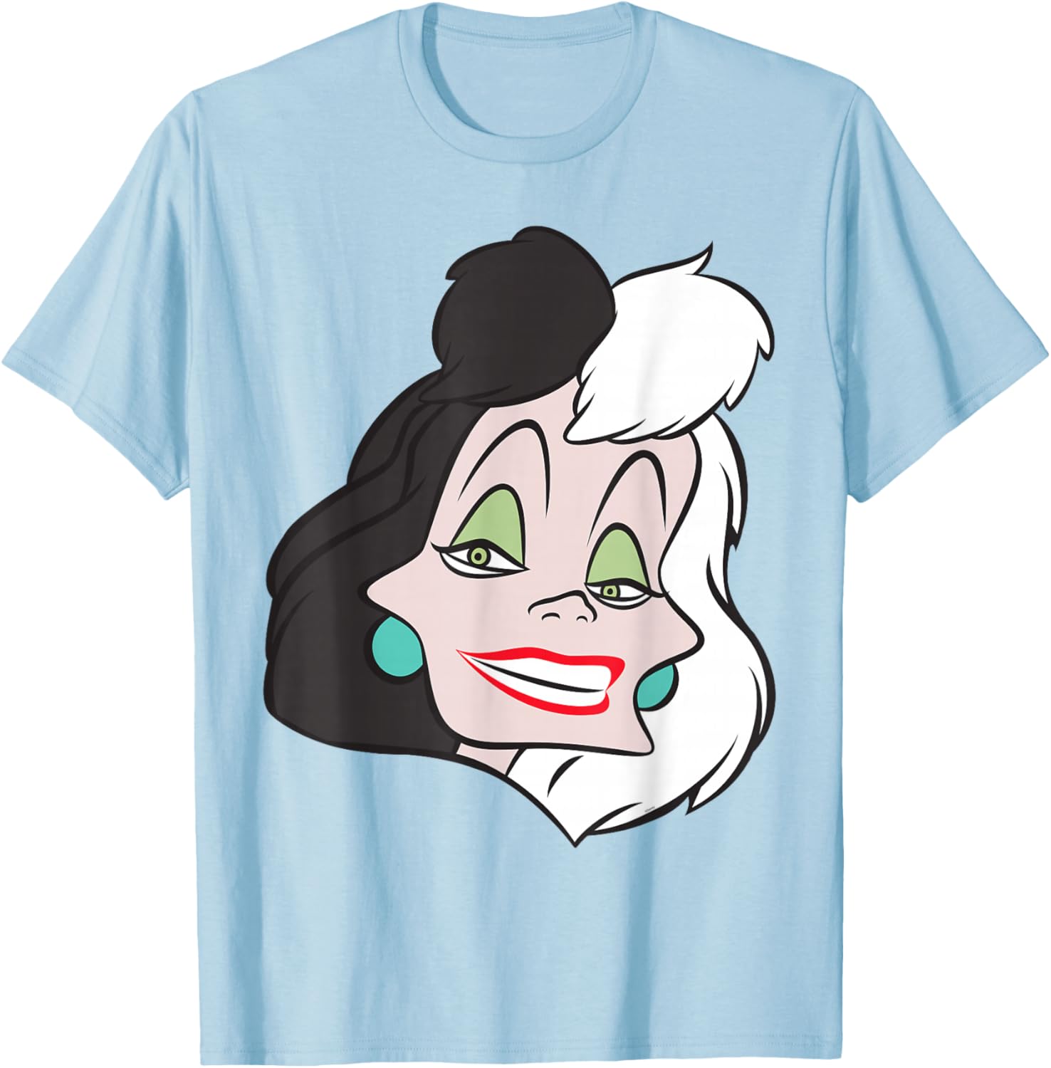 Fashionable Cruella De Vil Big Face T-Shirt for Disney Villains Fans - 2
