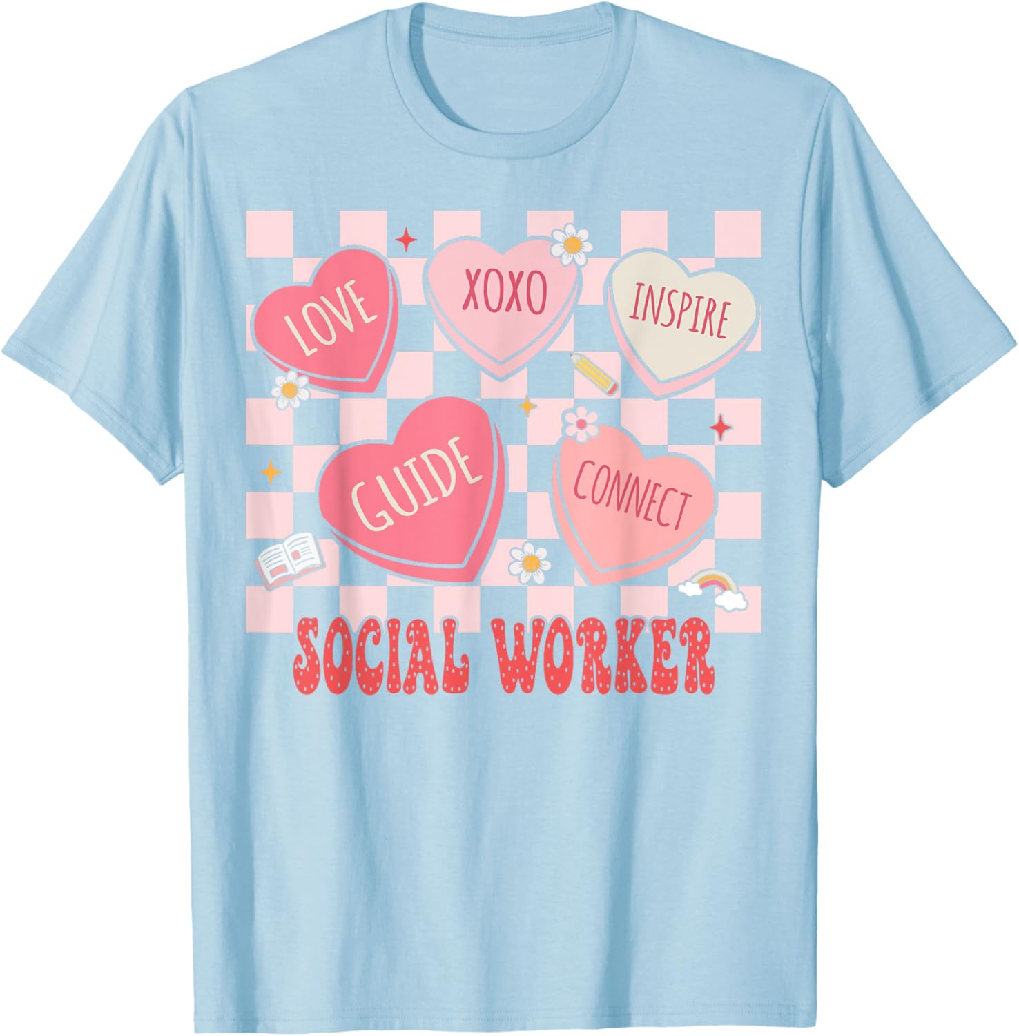 Retro Valentine Social Worker Hearts T-Shirt for Women - Cute Gift - 3