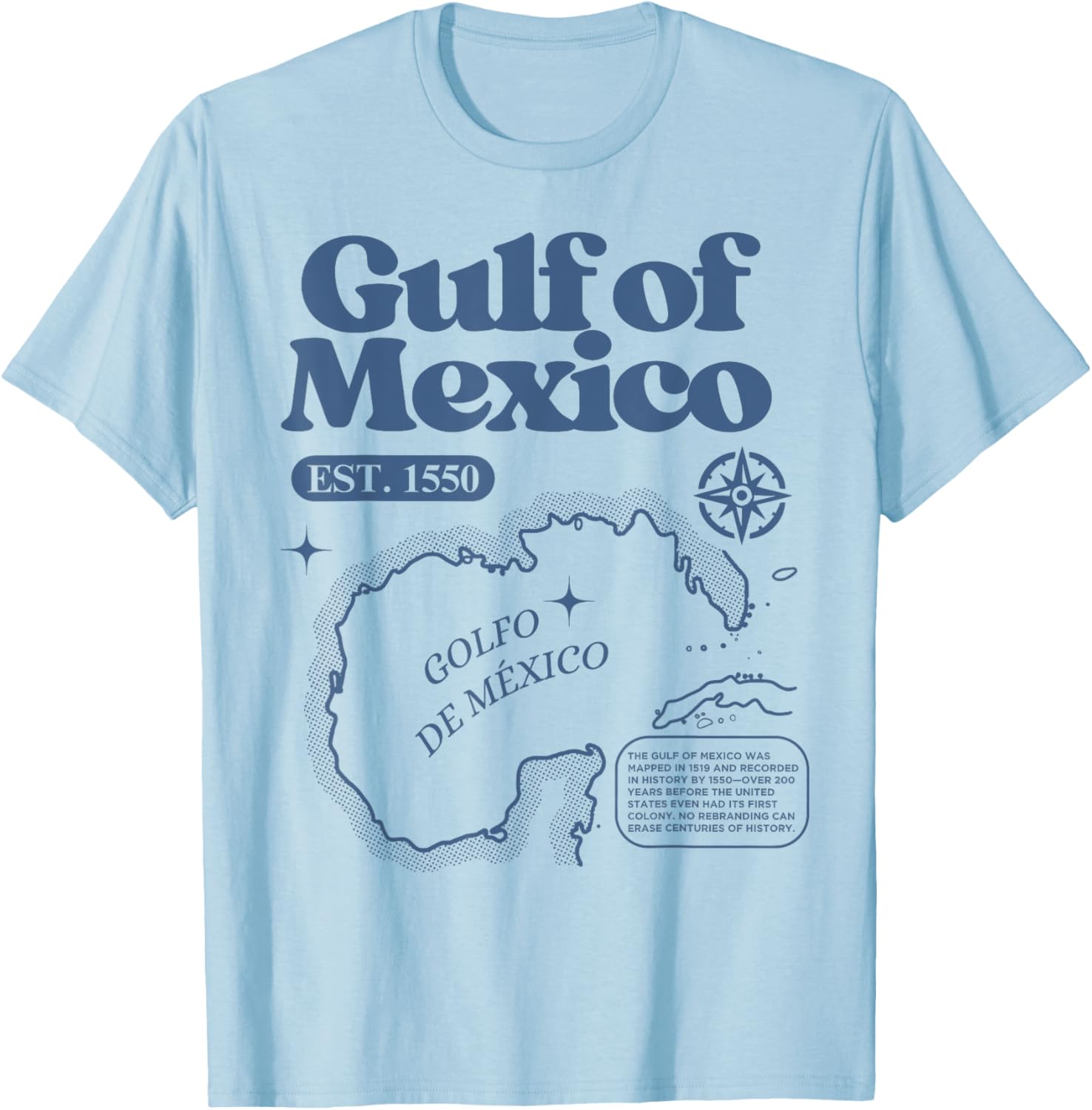 Vintage Gulf of Mexico 1550 Map T-Shirt for History Lovers - 2
