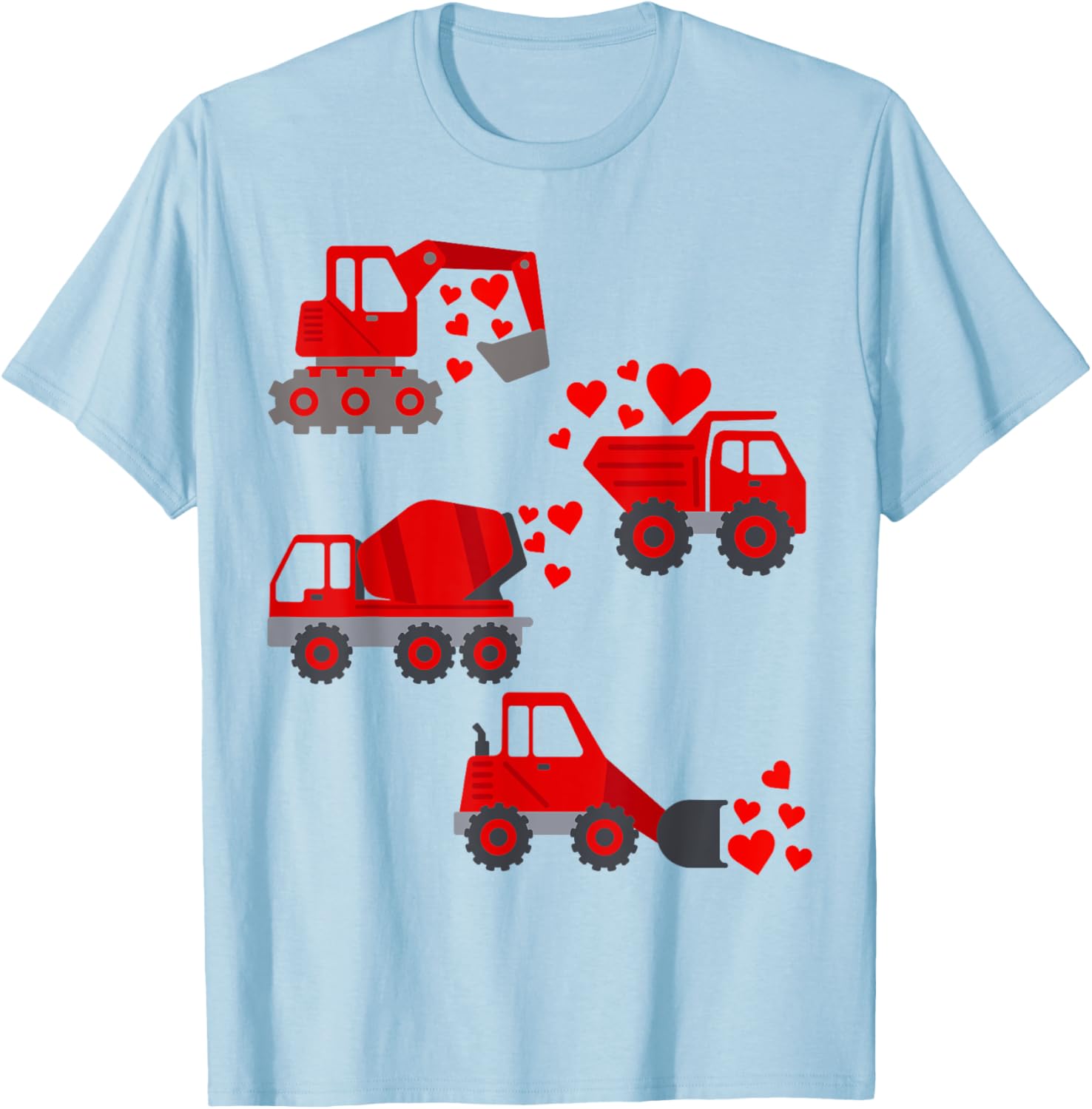 Funny Valentine's Day Construction Trucks Hearts T-Shirt for Boys - 2