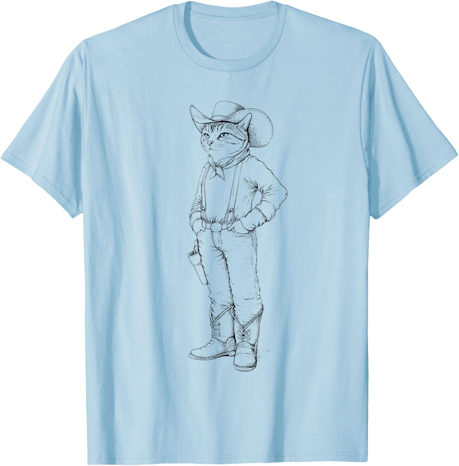 Funny Cat in Cowboy Hat T-Shirt for Western Cat Lovers - 8