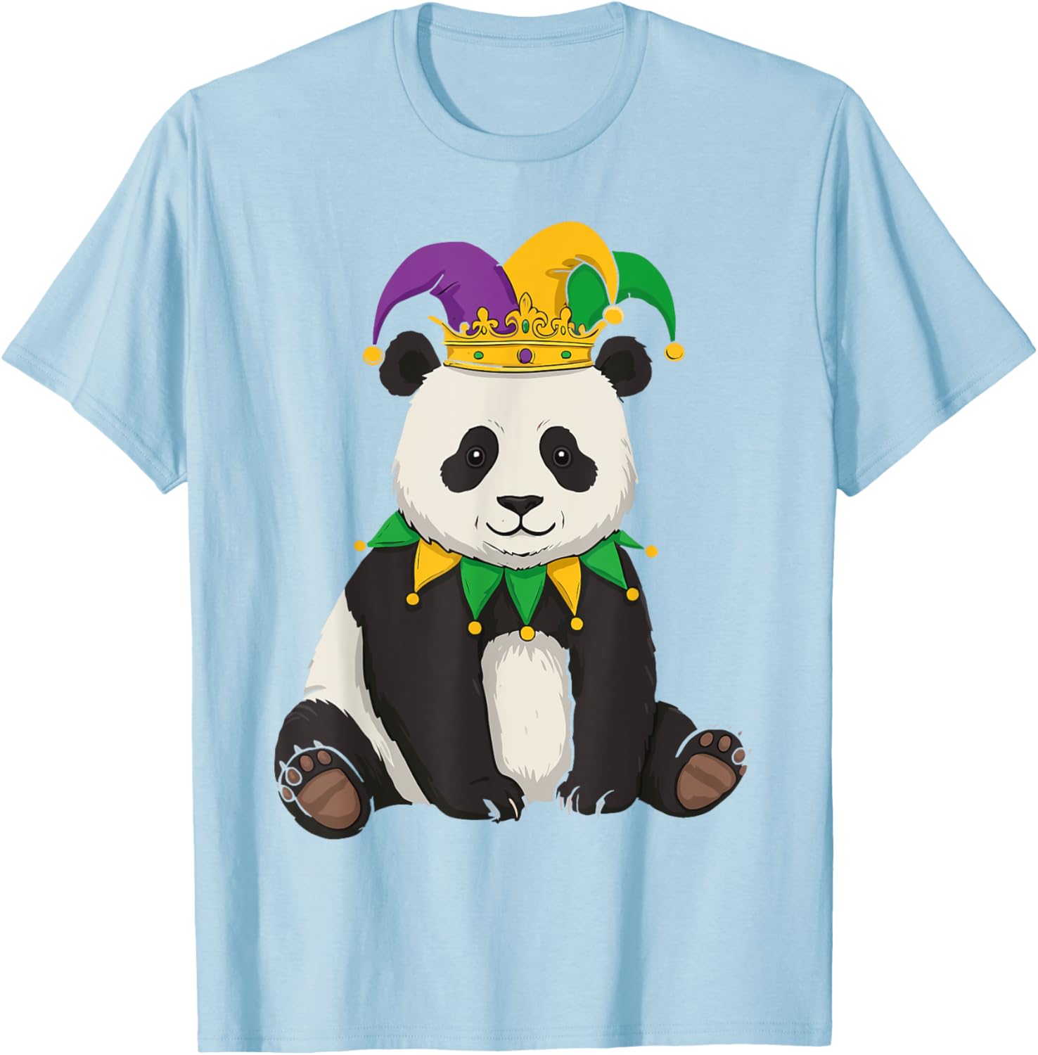 Funny Panda Mardi Gras Jester Hat Tee Cute Gift T-Shirt for All Ages - 24