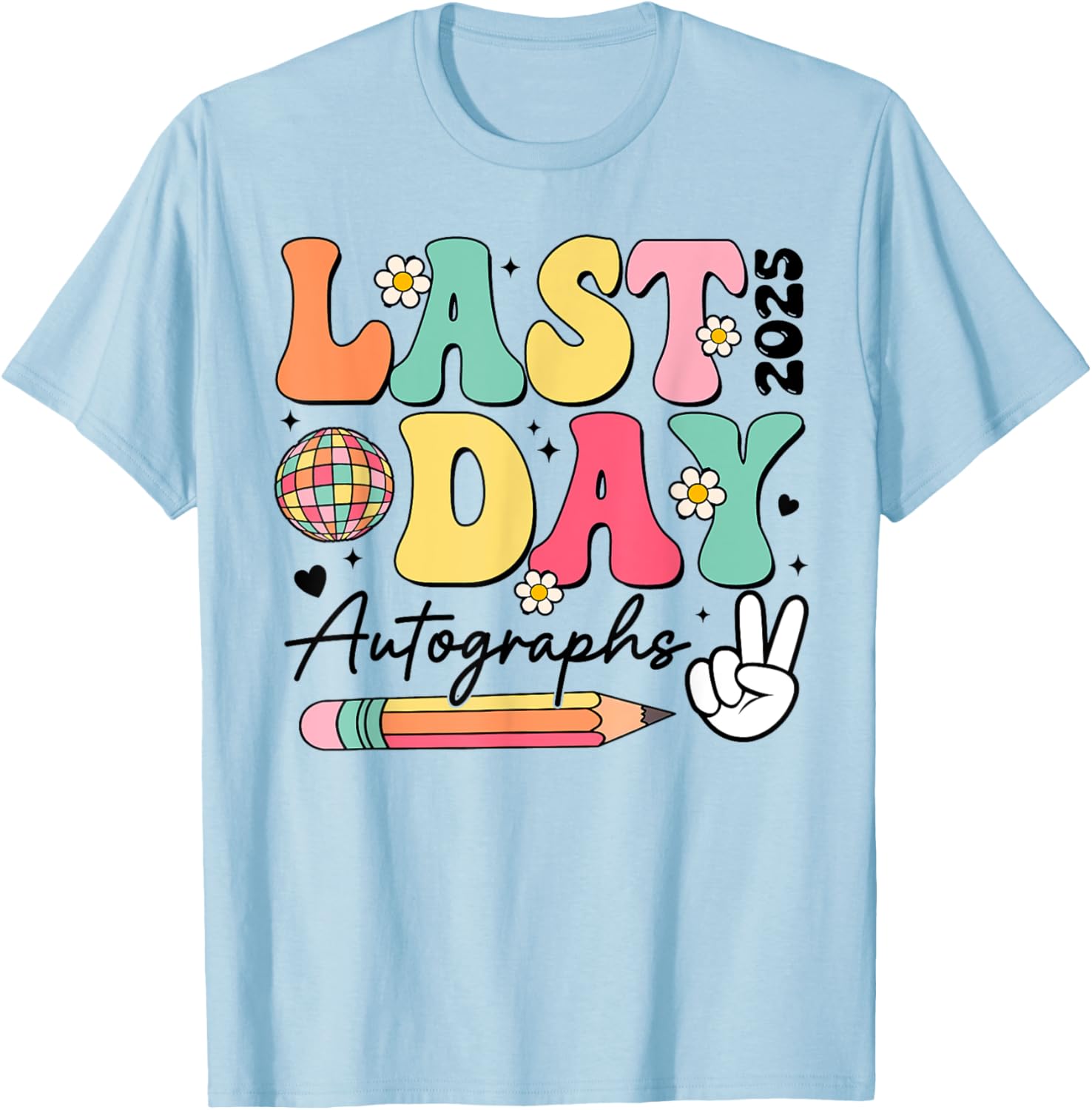 Last Day of School 2024-2025 Retro Cute Autographs T-Shirt for Kids - 13