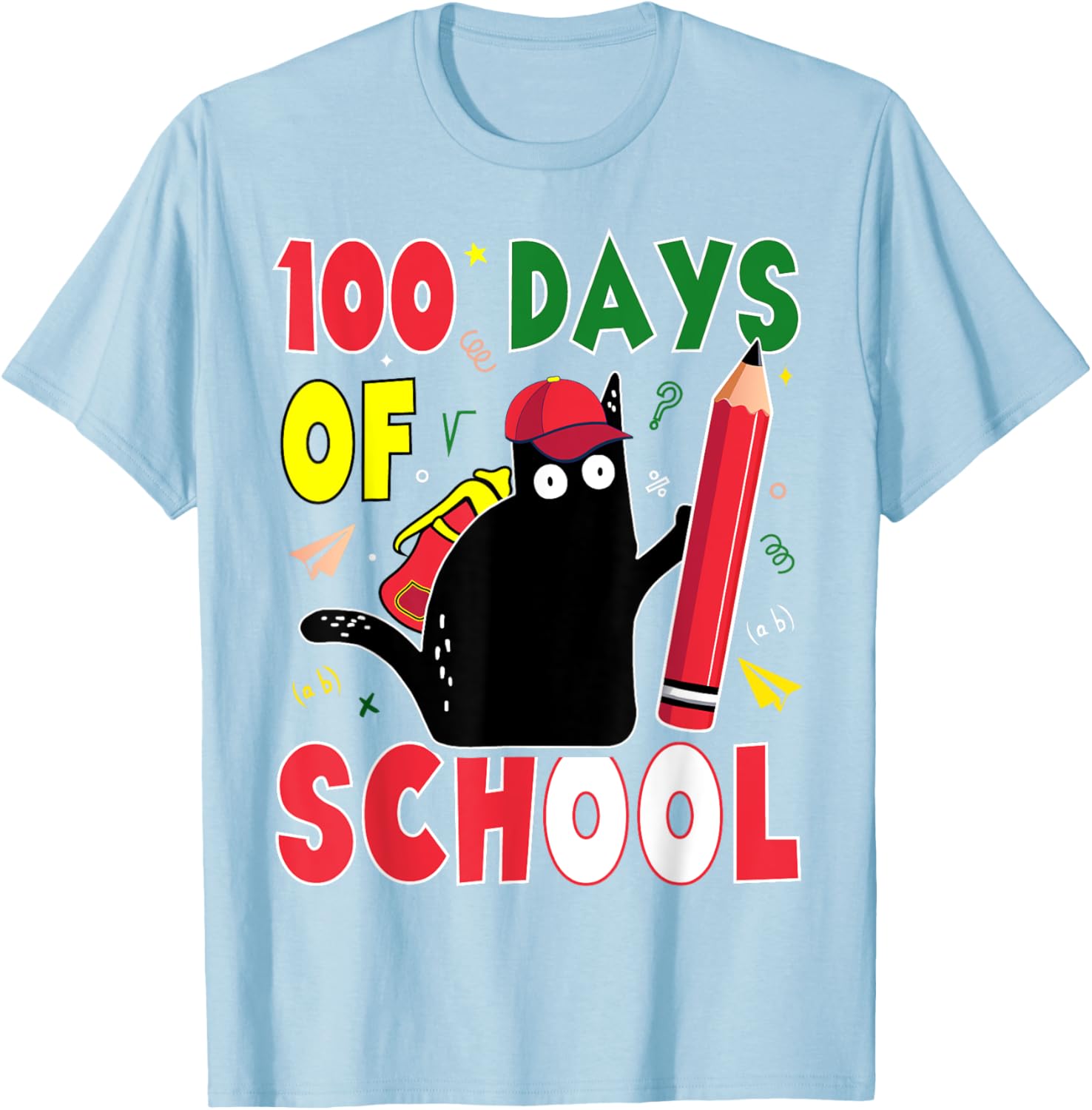 Funny Cat 100 Days of School T-Shirt for Kids and Adults - 21