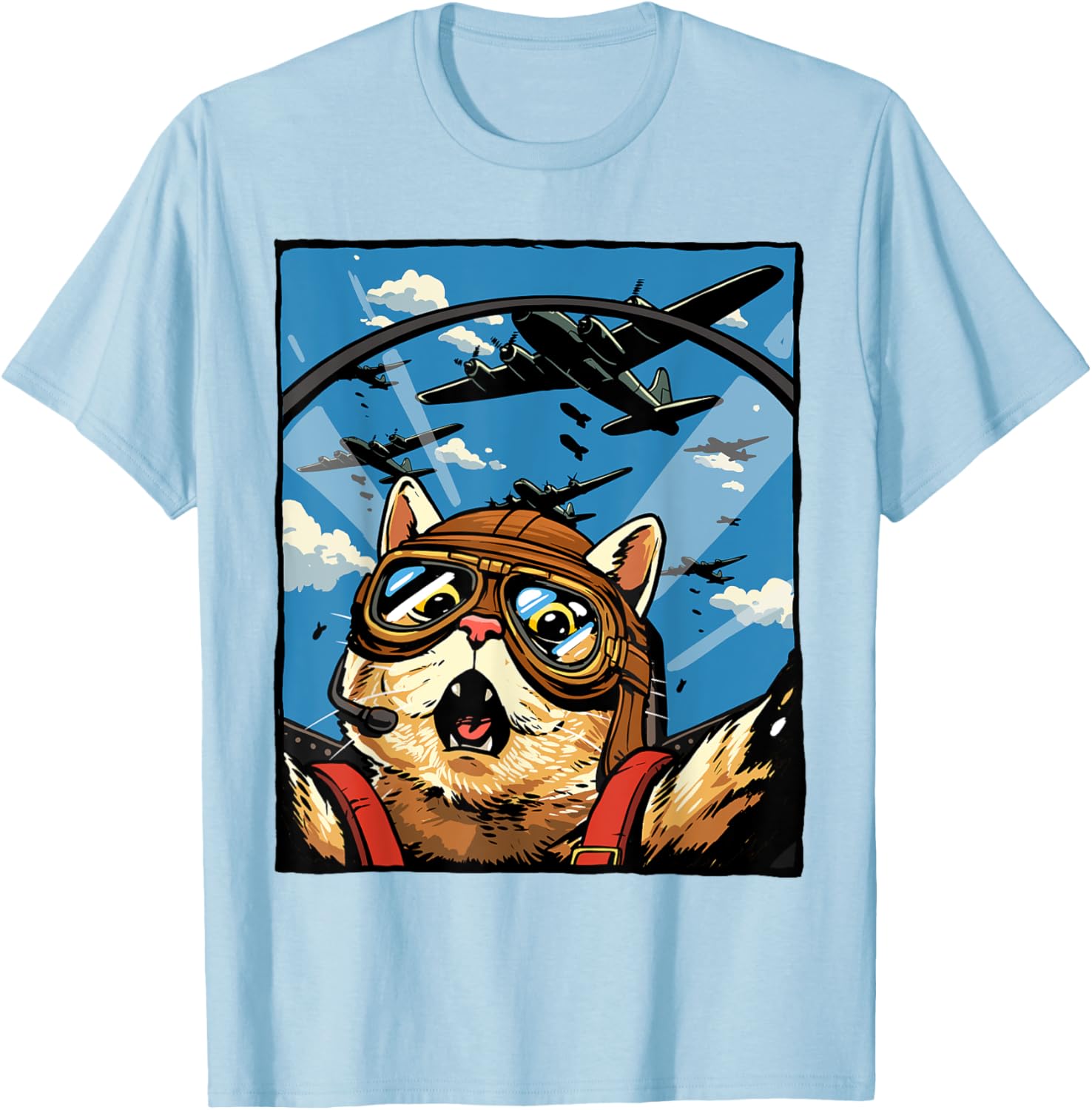 Funny Cat Pilot Jet Fighter T-Shirt for Cat Lovers and Meme Fans - 5