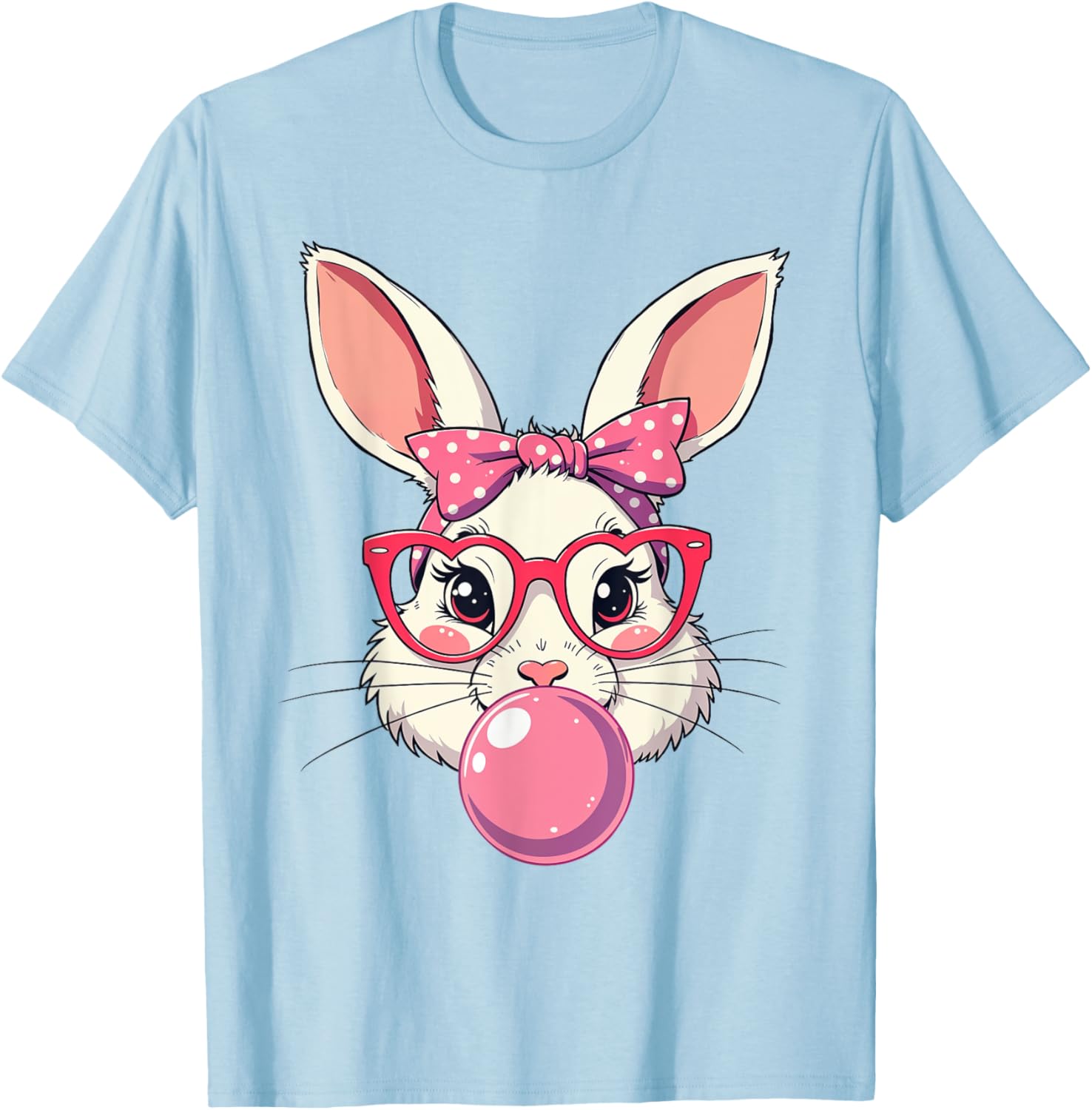 Cute Bunny Face Bow T-Shirt for Easter Fun - Kids and Adults Available - 26