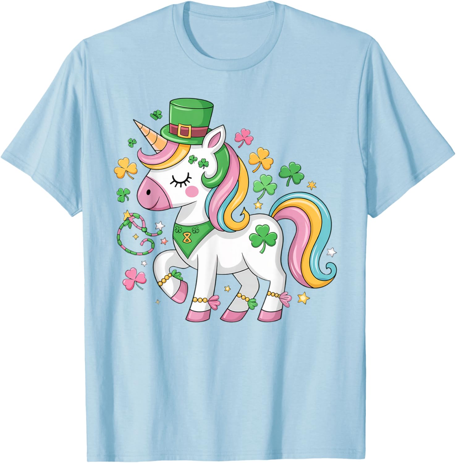 Cute Girls St Patricks Day Unicorn Shamrock Lepricorn T-Shirt for Kids - 13