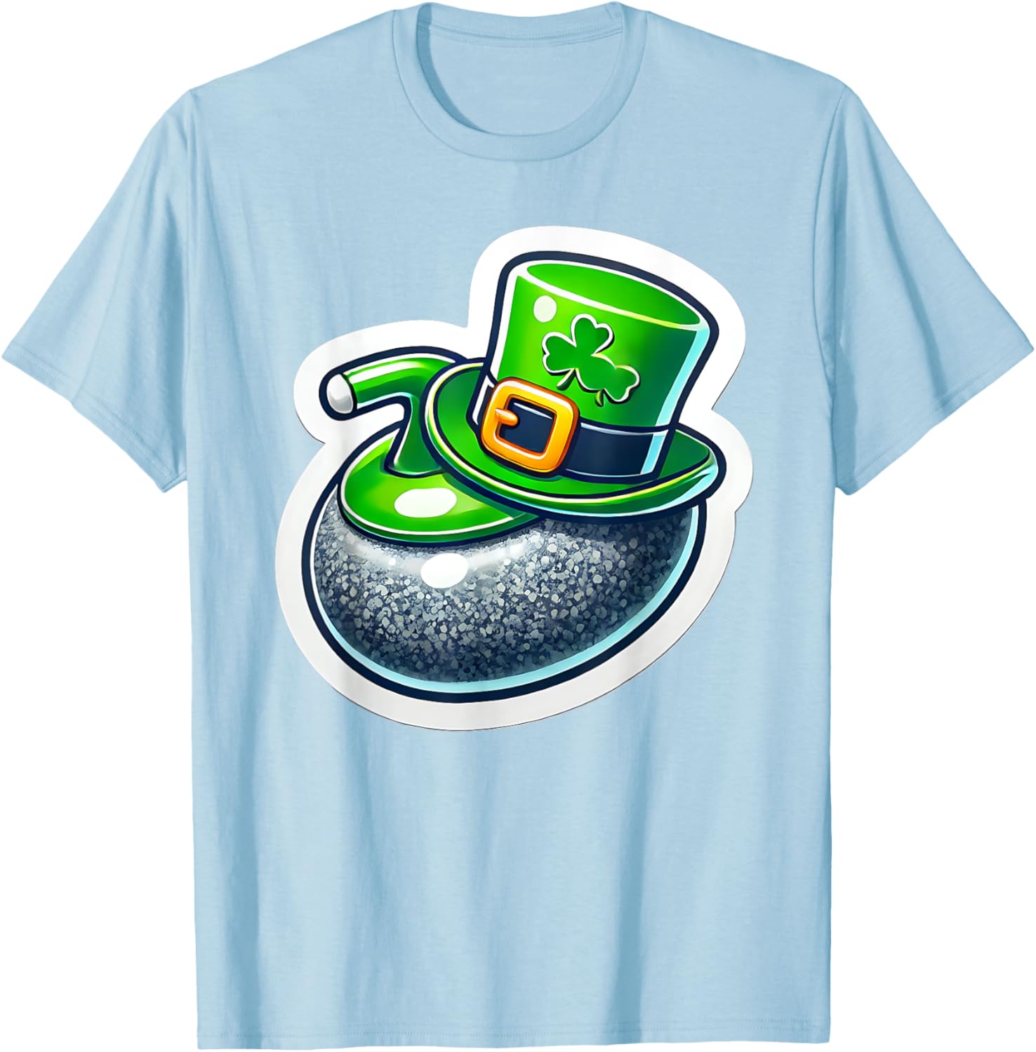 St. Patrick's Day Curling Stone Hat Irish Spirit Funny T-Shirt for Fun - 4