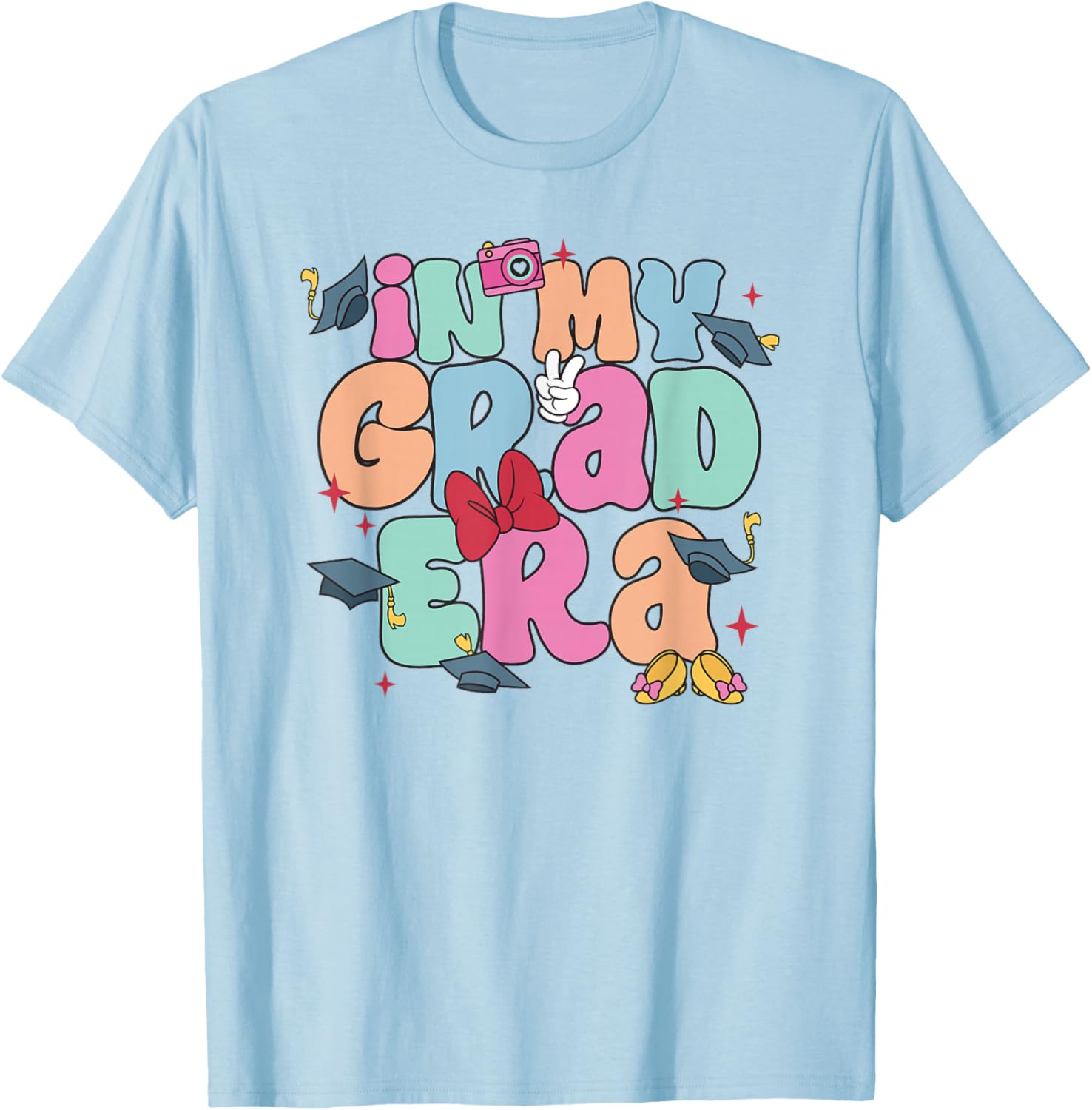 Disney Minnie Mouse Cute Colorful Chest Logo T-Shirt for Women - 3