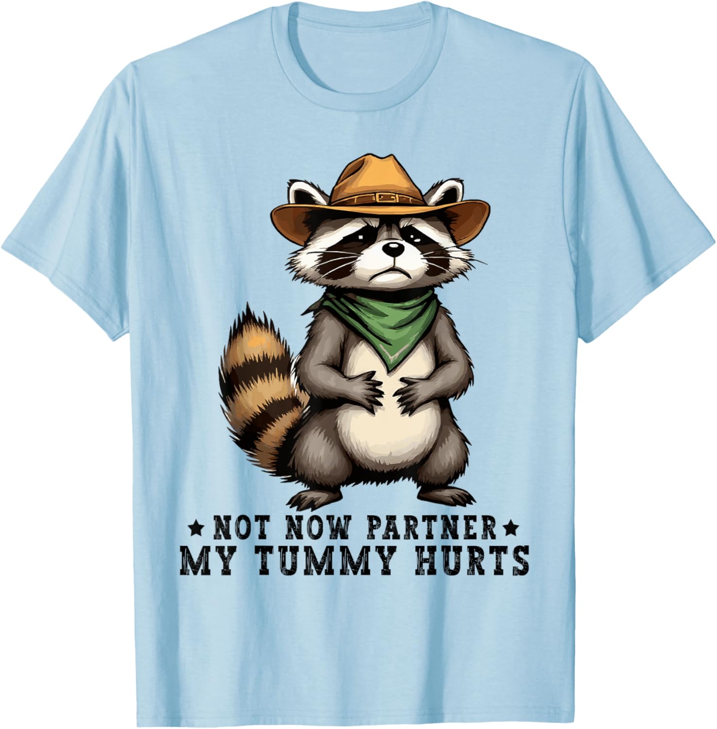Funny Raccoon Cowboy T-Shirt for Kids My Tummy Hurts Humorous Design - 6
