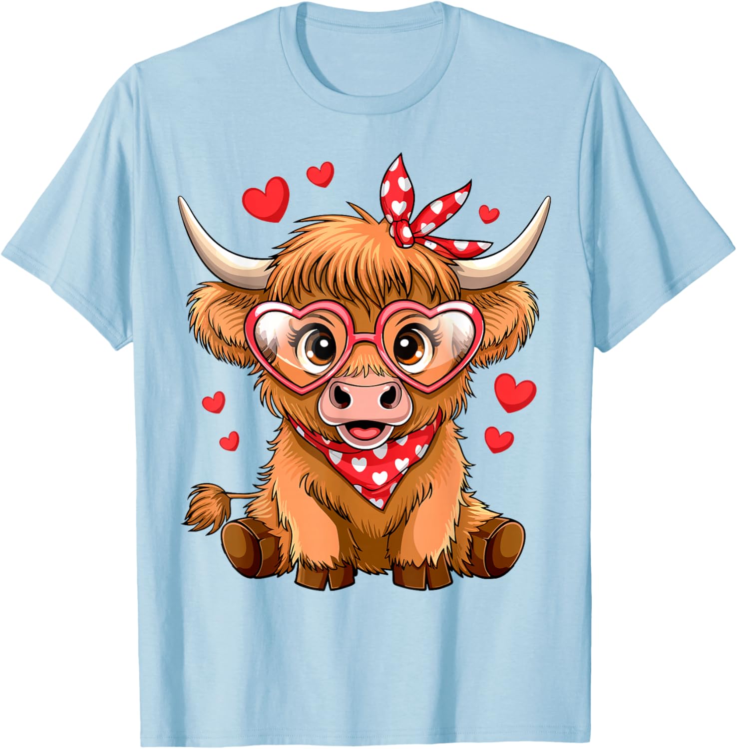Funny Highland Cow Valentine's Day T-Shirt with Heart Design for Women - 4