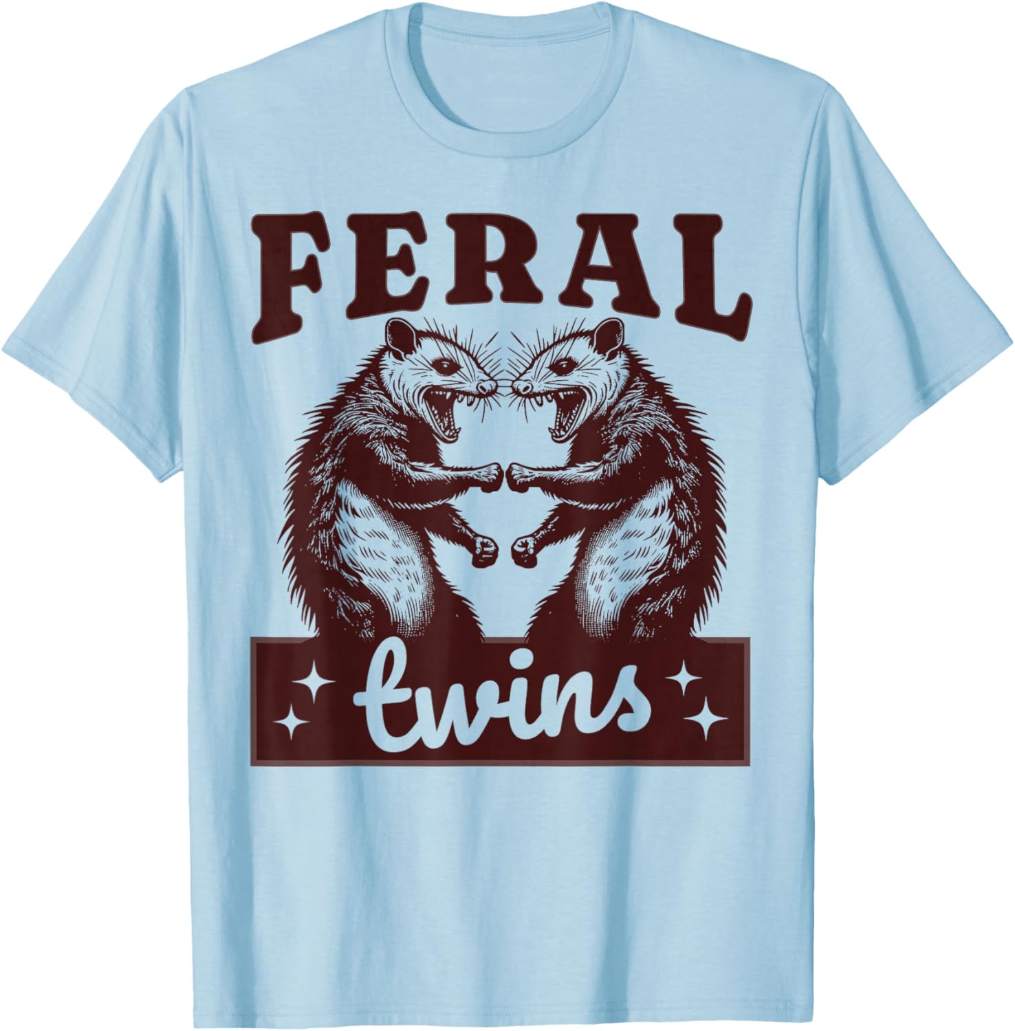 Cute Possum Feral Besties Matching Twins T-Shirts for Kids and Toddlers - 1