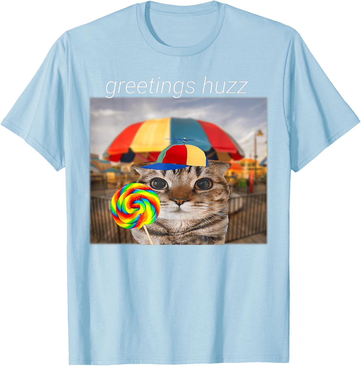 Funny Cat Huzz Meme T-Shirt for Men and Women - Cute Lollipop Design - 25