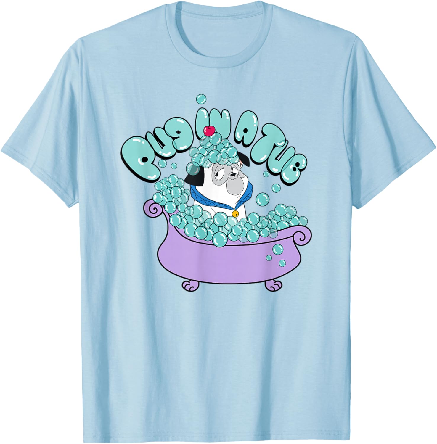 Cute Disney Pocahontas Pug in a Tub Percy Big Chest Logo T-Shirt - 11