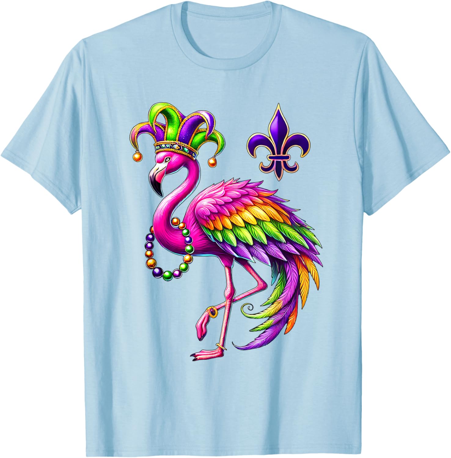 Jester Pink Flamingo Mardi Gras T-Shirt Fun Carnival Animal Shirt - 10