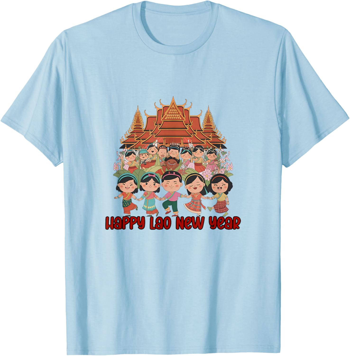 Laos Happy Lao New Year Temple T-Shirt for Celebrating Pi Mai Festival - 16