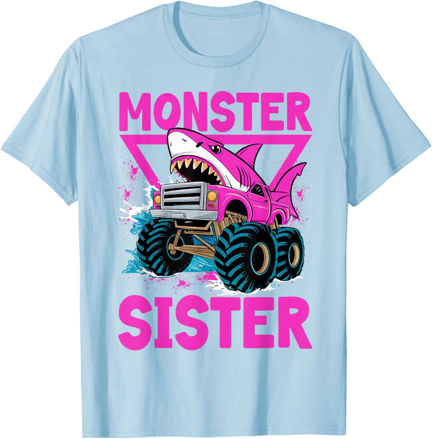 Pink Shark Monster Truck T-Shirt for Girls - Fun Sister Jam Shirt - 20