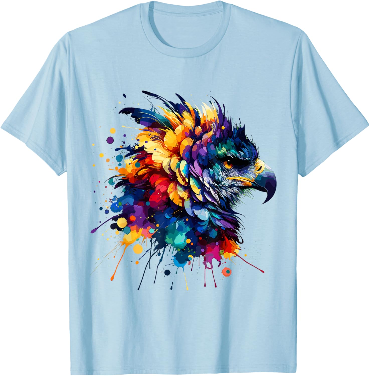 Colorful Harpy Eagle Splash Art T-Shirt for Nature Lovers and Wildlife Fans - 11