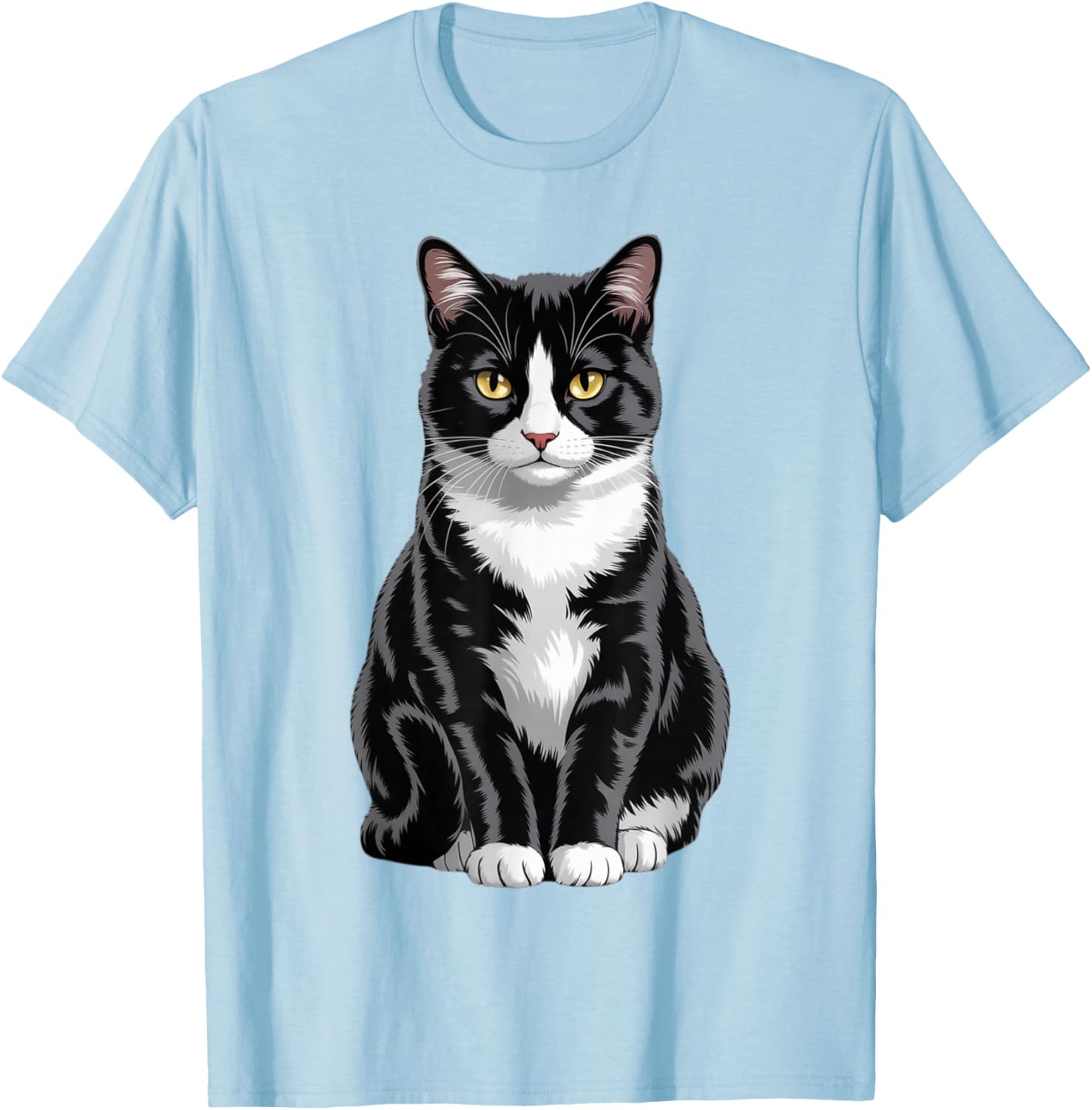 Majestic Tuxedo Cat Art T-Shirt for Cat Lovers - Unisex Kids and Adults - 7