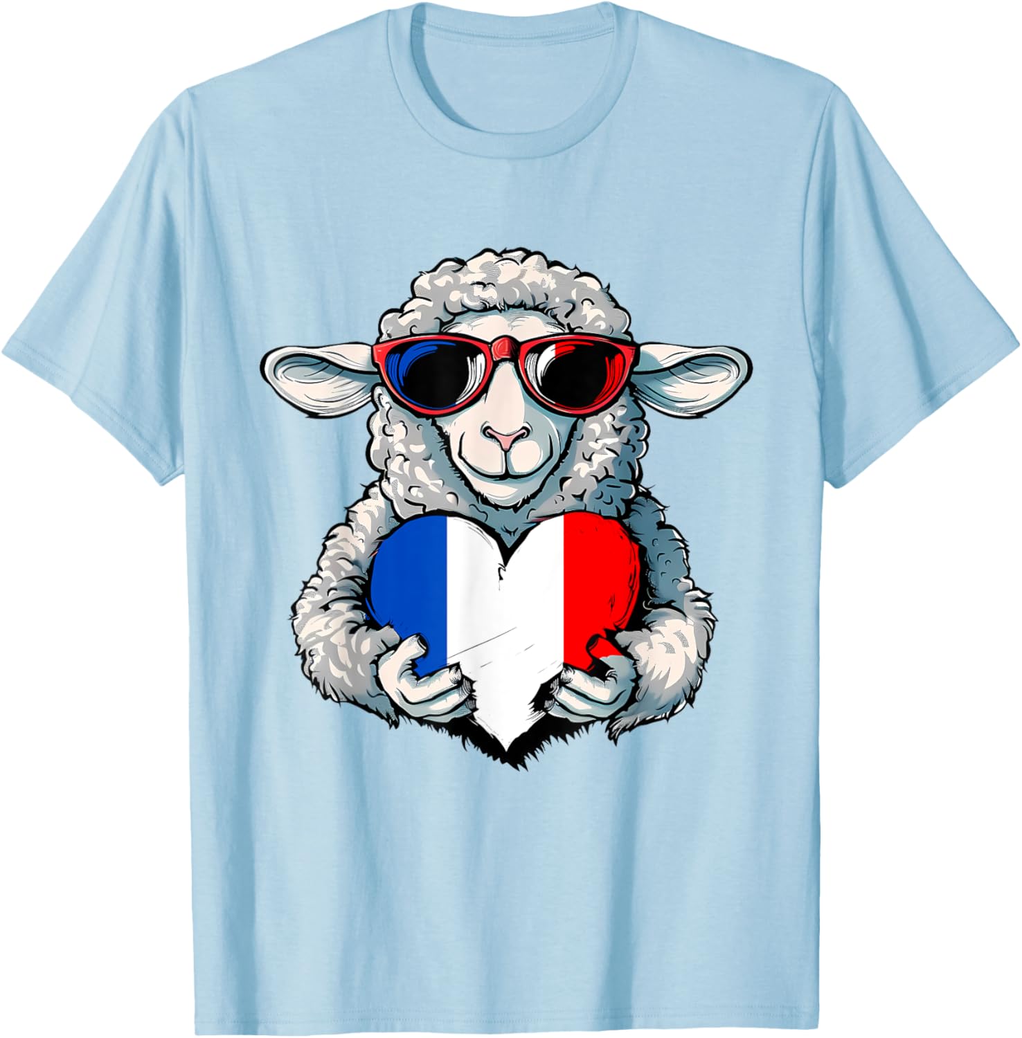 French Pride T-Shirt with France Flag and Sheep Design for Stylish Wear - 1