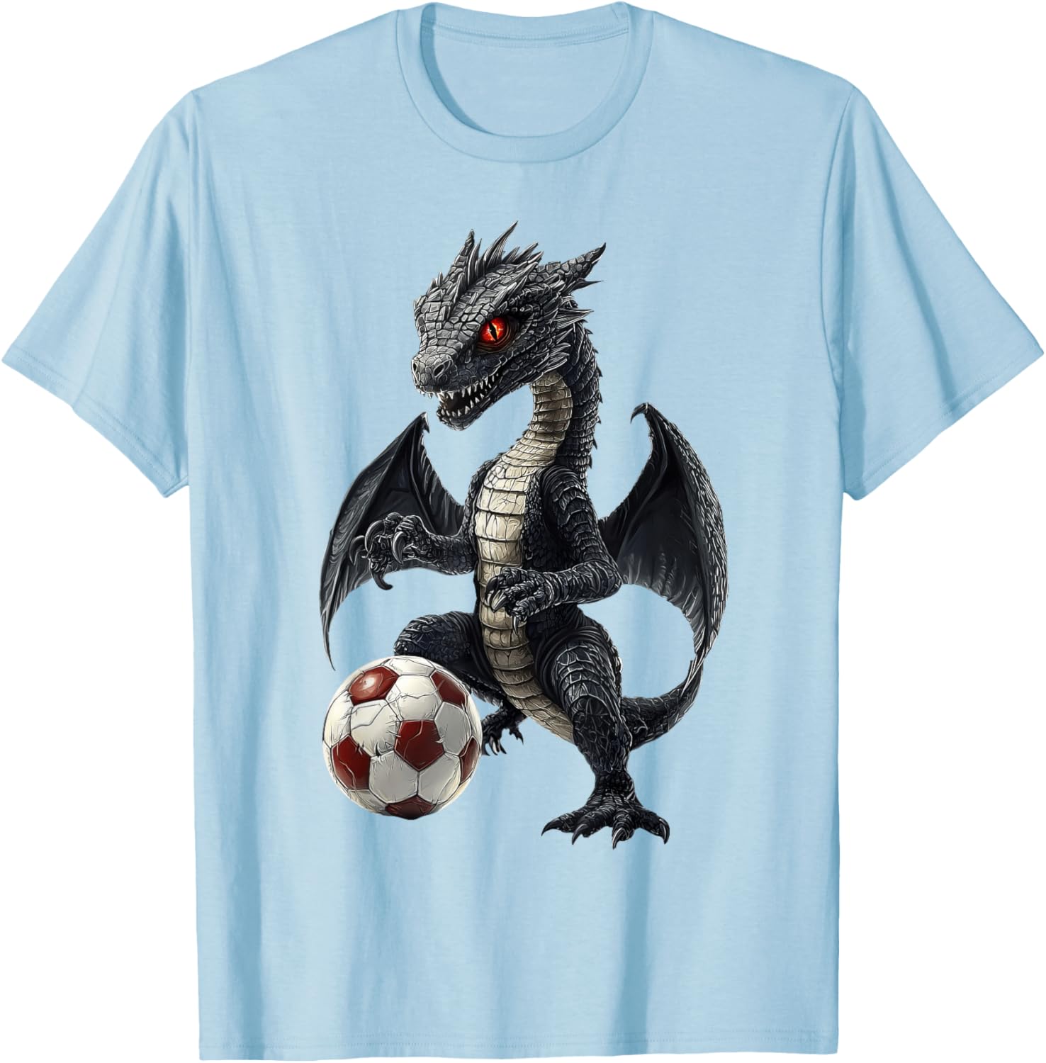 Fun Dragon Playing Soccer T-Shirt for Kids and Adults - Cute Sports Tee - 6
