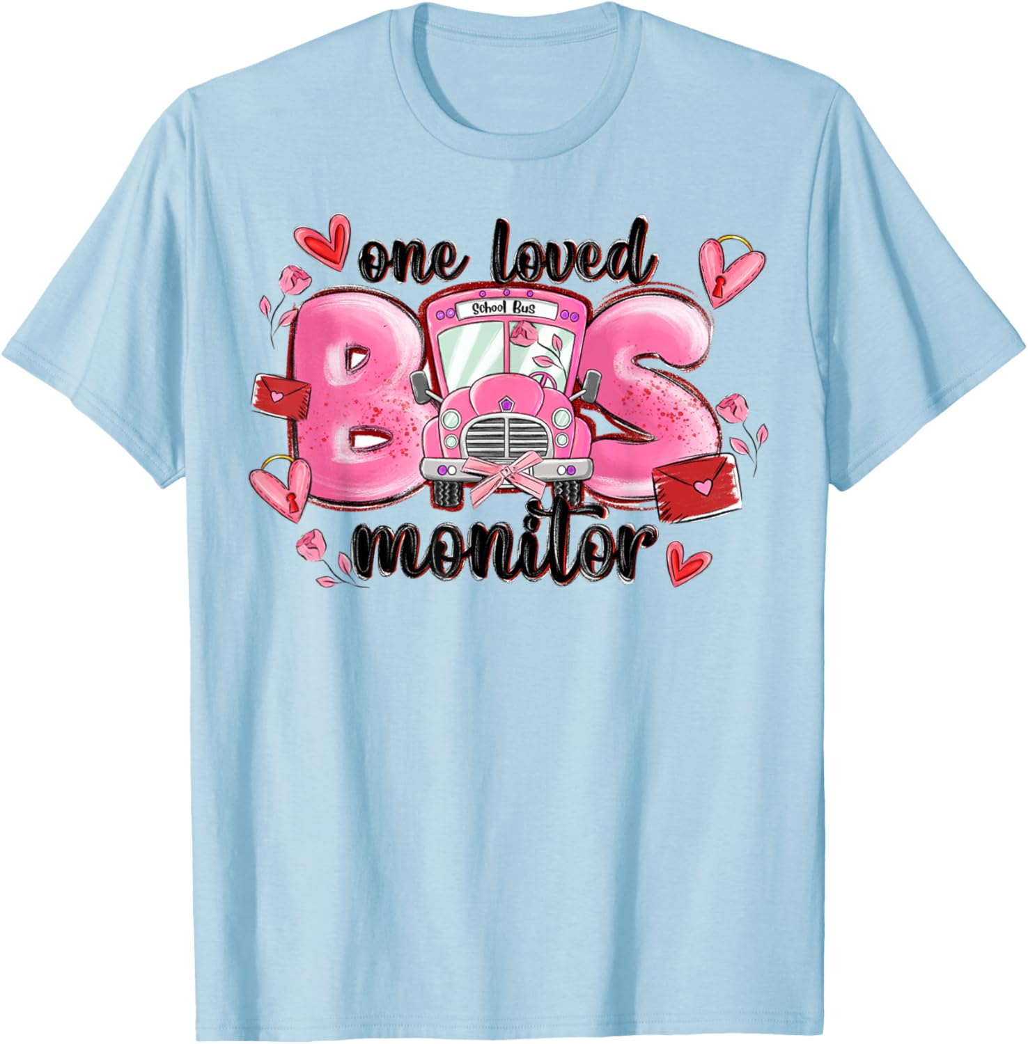 One Loved Bus Monitor Valentine's Day T-Shirt for Kids Gift - 1