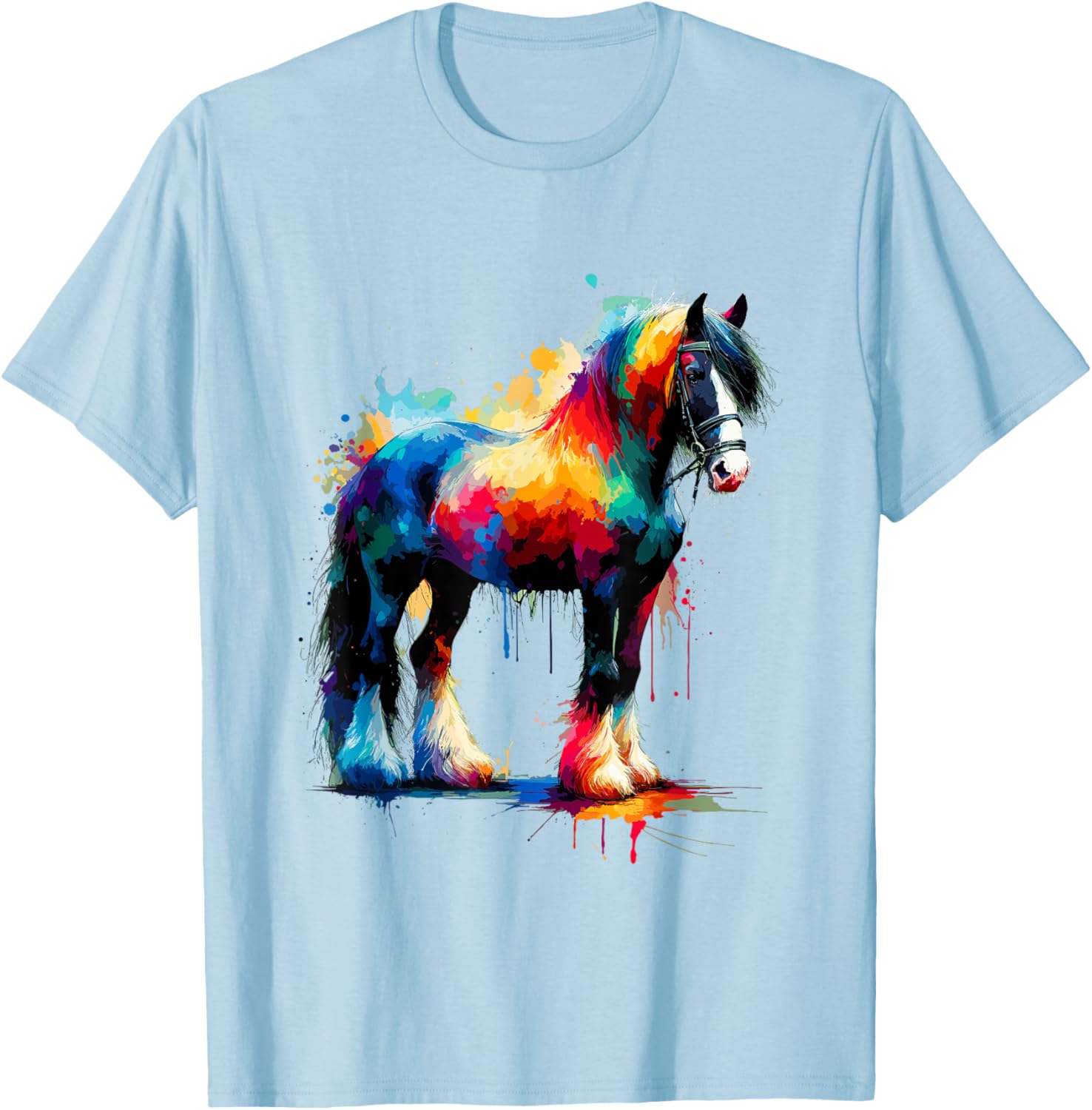 Splash Art Gypsy Vanner Horse T-Shirt for Equestrian Lovers - 7