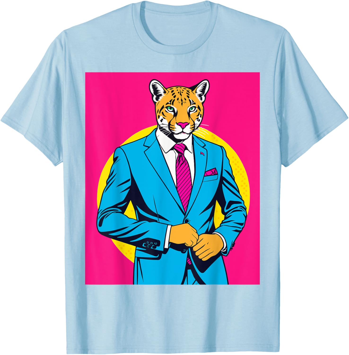 Pop Art Puma in Business Suit T-Shirt for Stylish Animal Lovers - 14