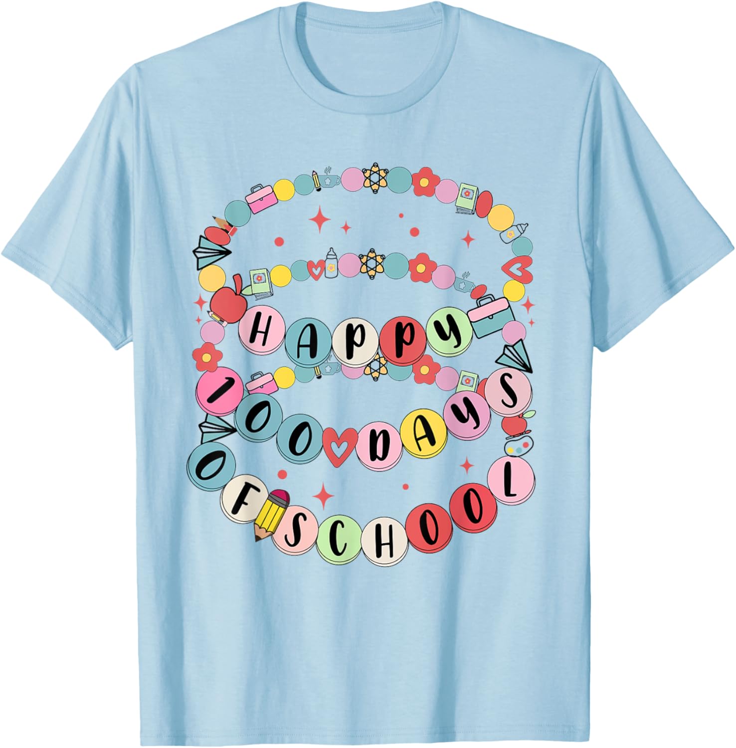 Cute Little Girl 100 Days Of School Friendship Bracelet T-Shirt - 12
